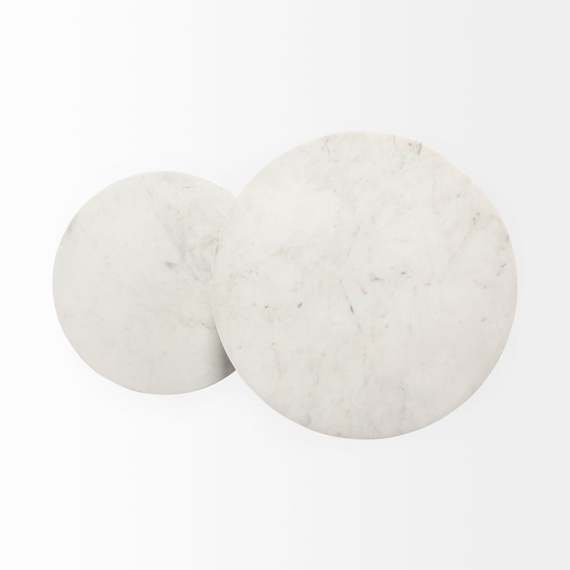 Bombola II (Large) 18L x 18W White Round Marble Top W/Black Metal Frame Accent Table