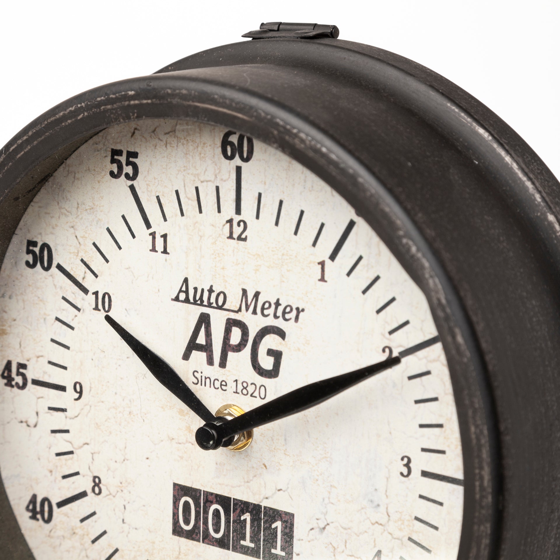 Attalack II Black Metal Round Face Table Clock