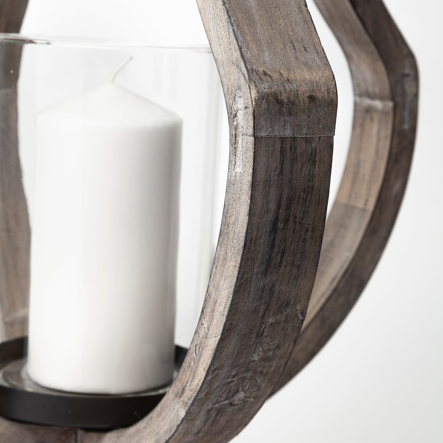 Brillion Large Rustic Wood Metal Table Candle Holder