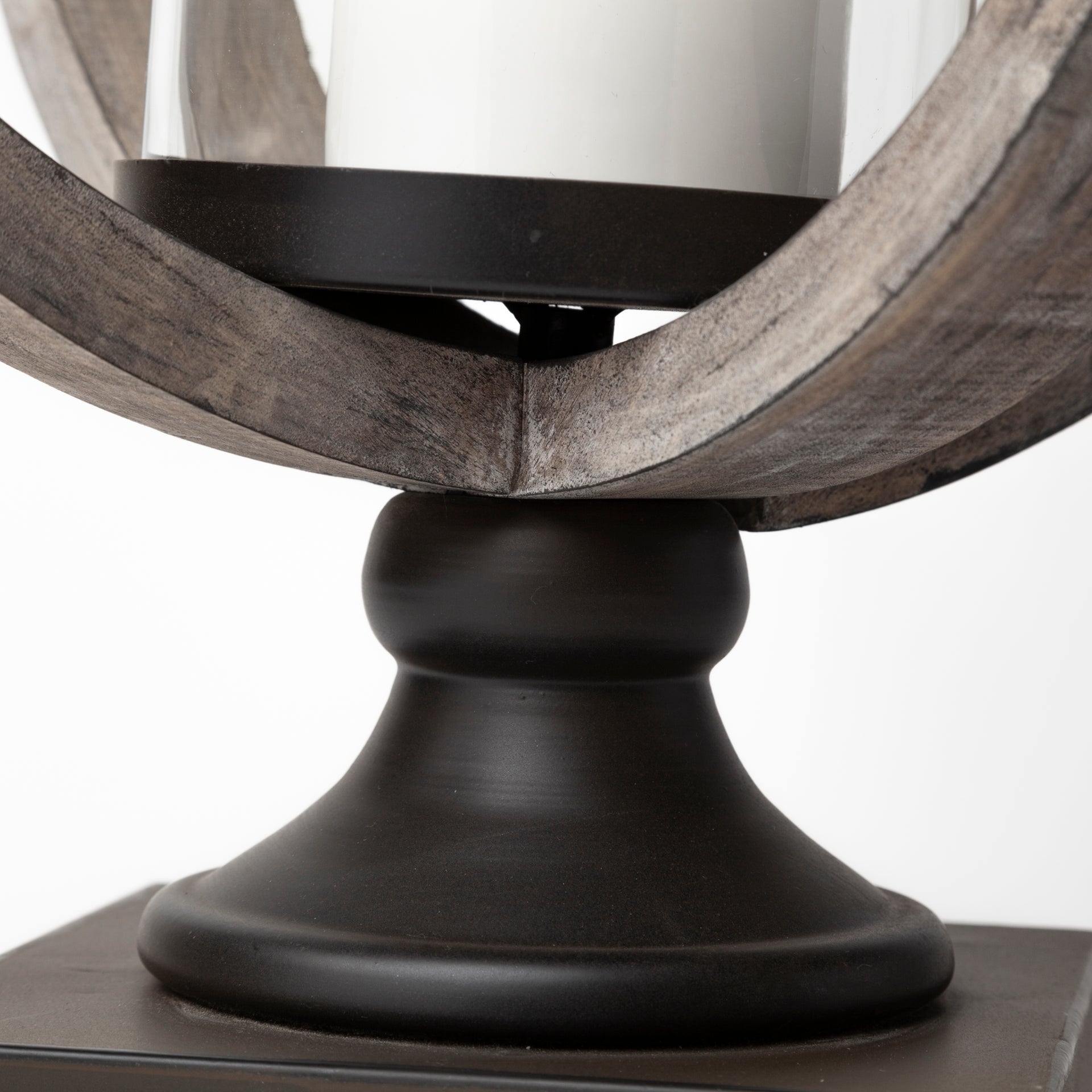 Brillion Large Rustic Wood Metal Table Candle Holder