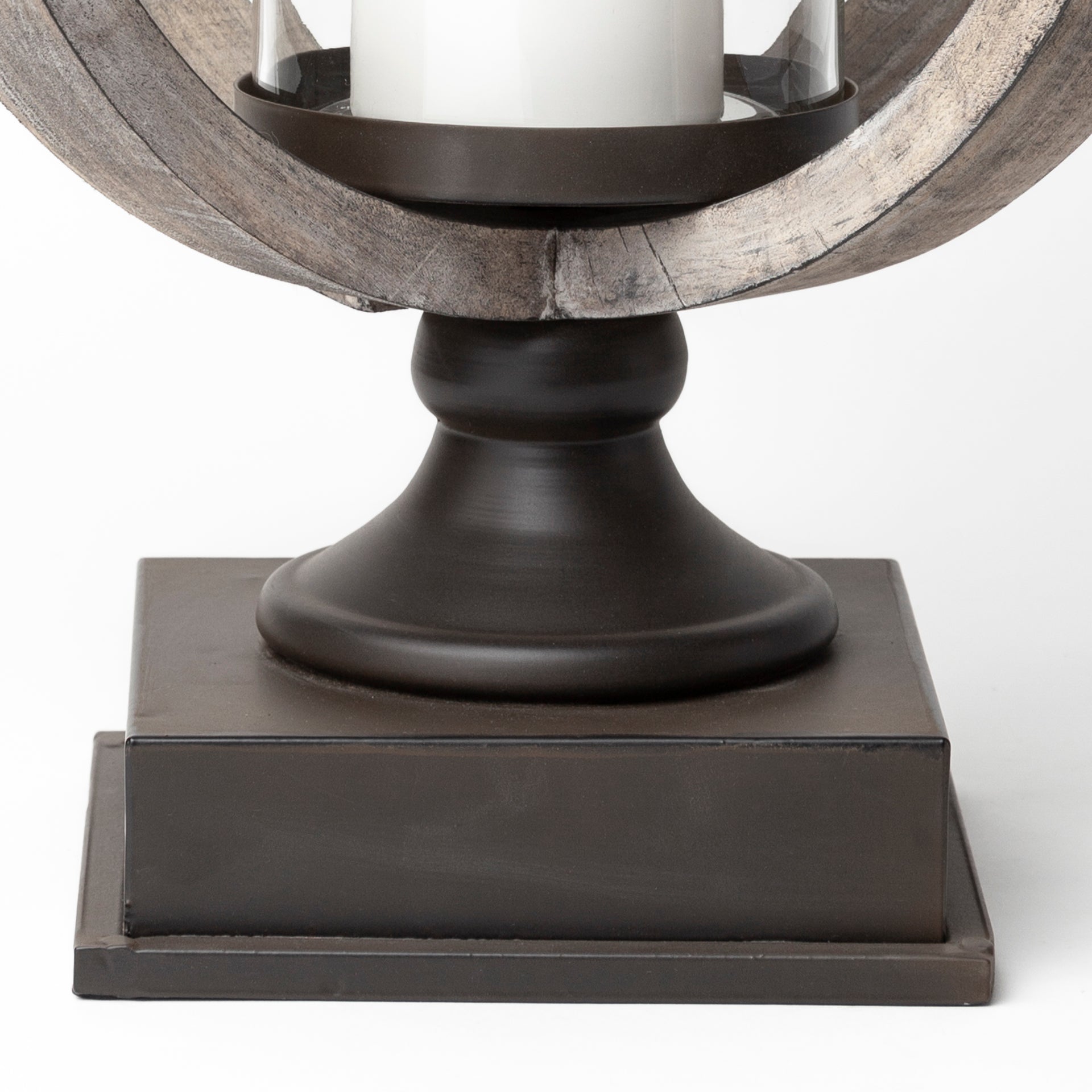 Brillion Large Rustic Wood Metal Table Candle Holder