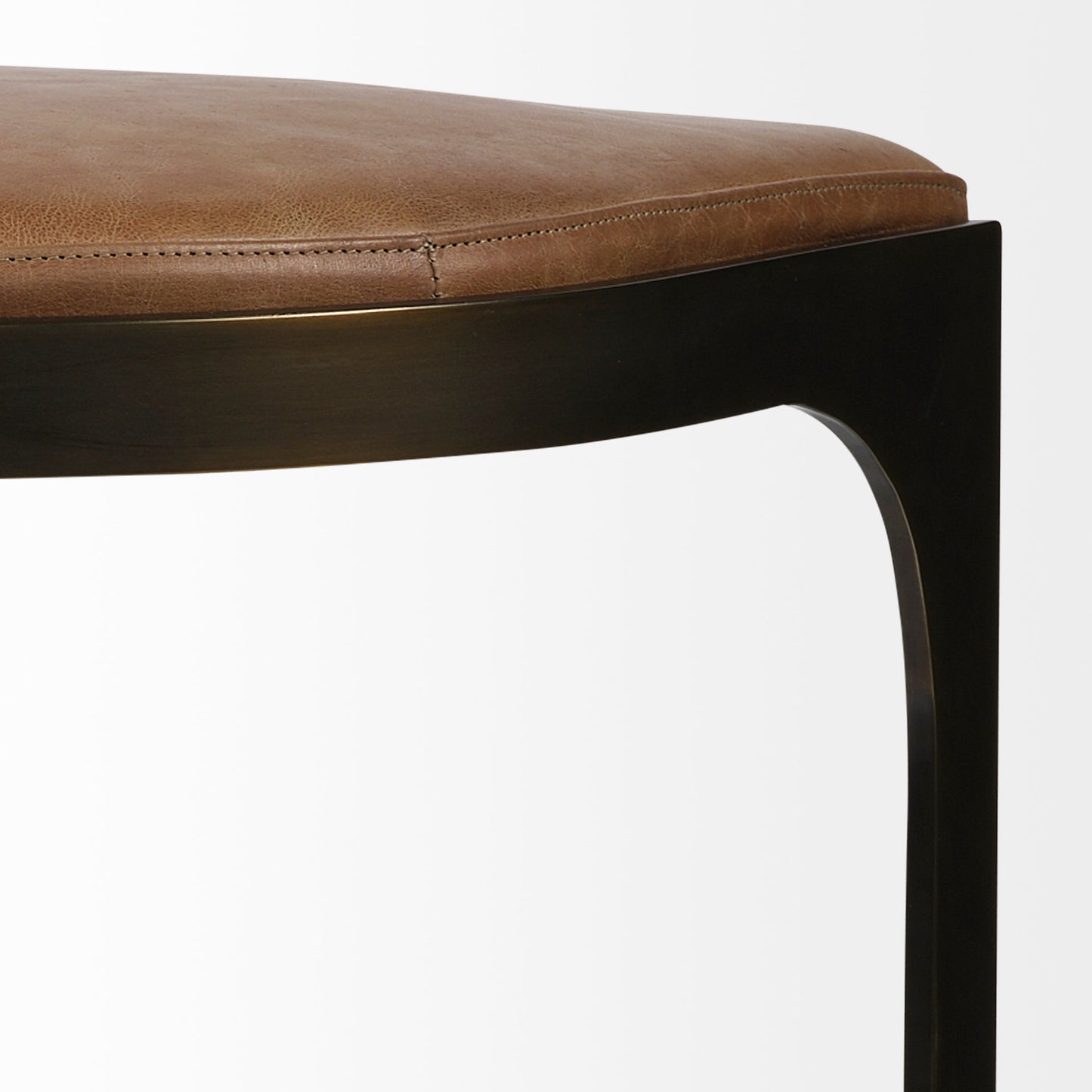 Tyson 31" Seat Height Brown Leather Seat Black Metal Frame Stool