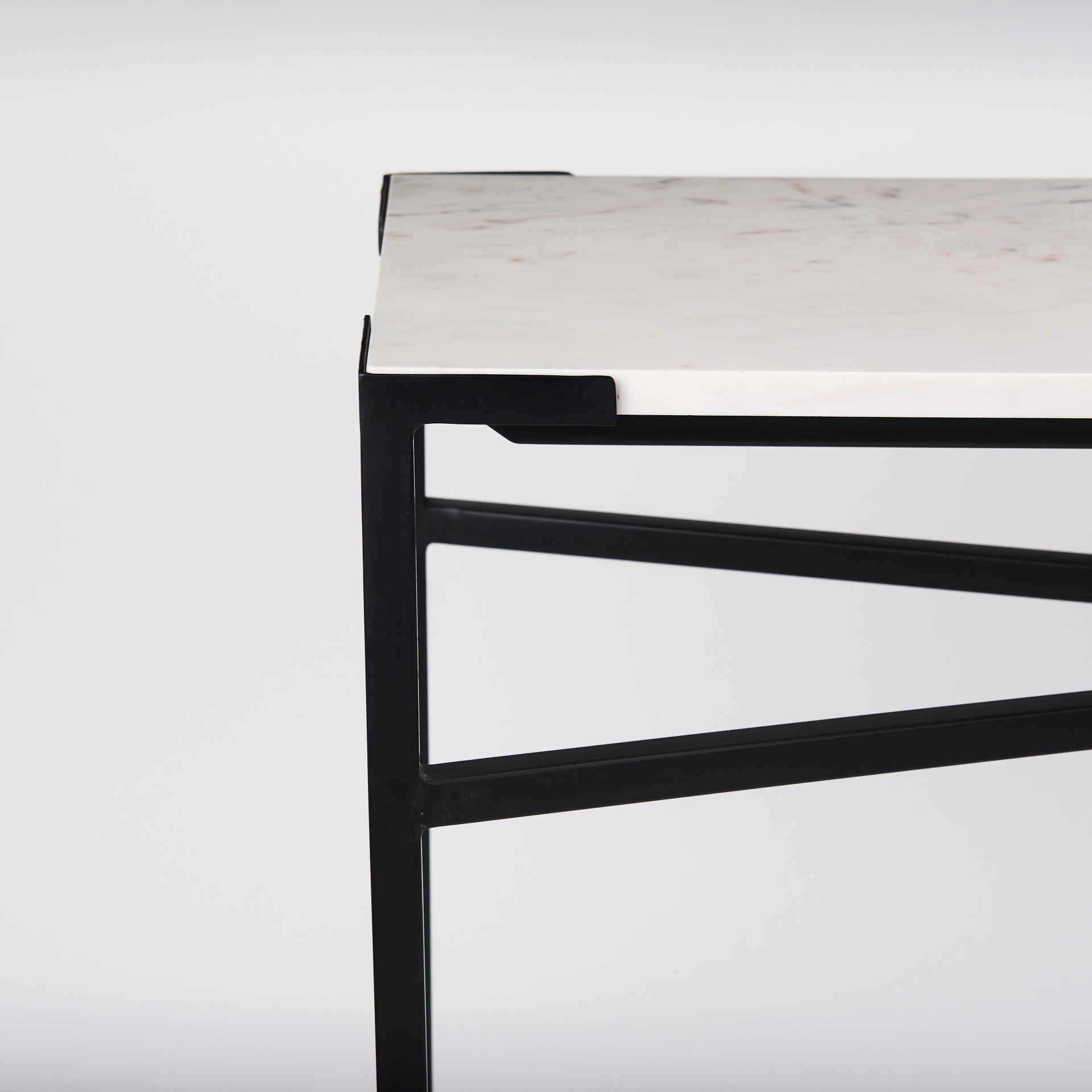 Lucas Console Table White Marble | Black Metal - console-tables