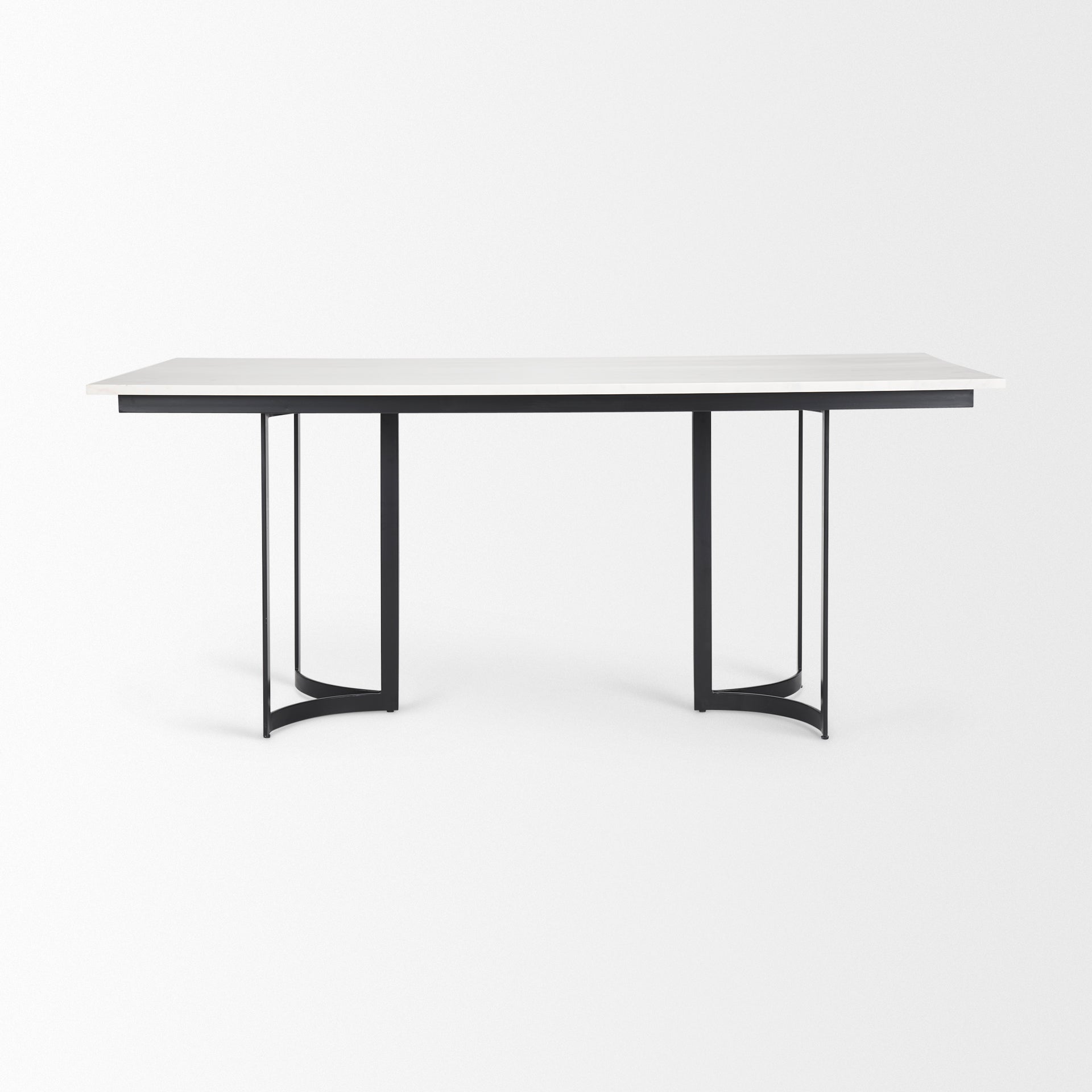 Tanner Dining Table White Marble | Black Metal | Rectangle - dining-table