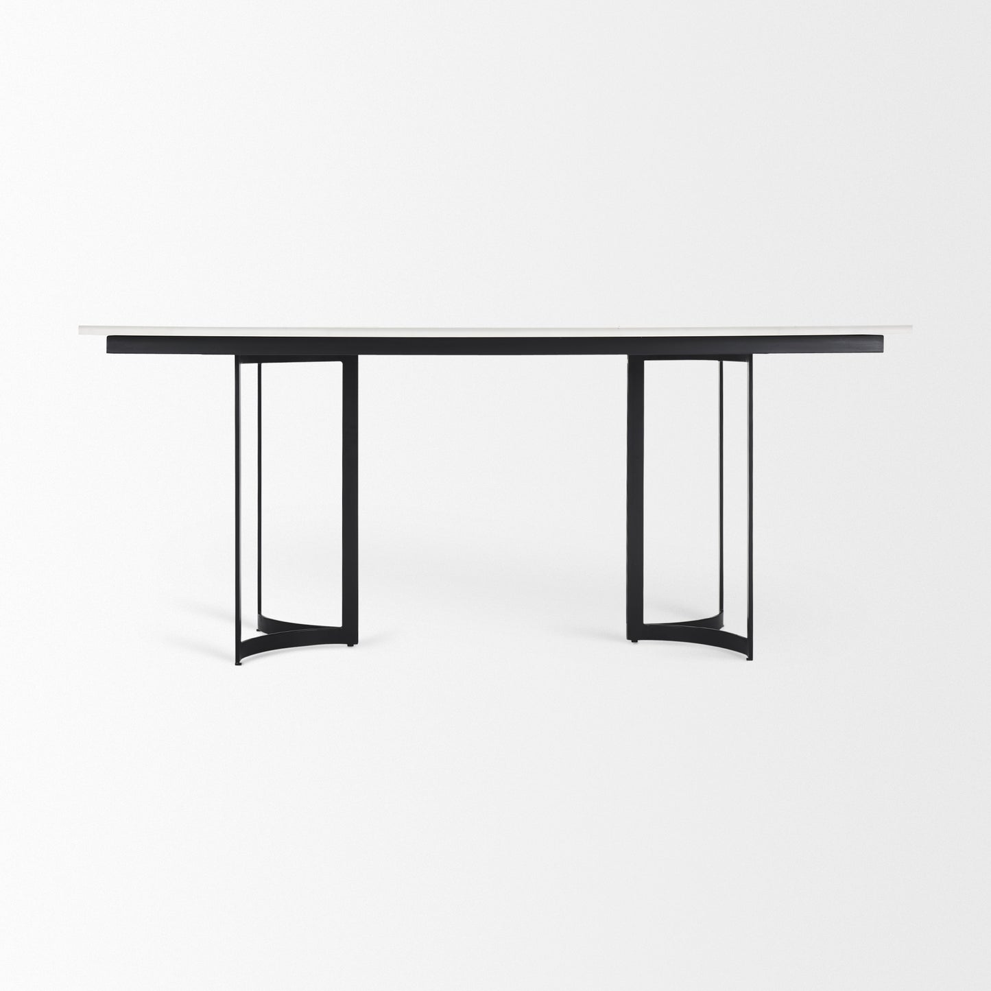 Tanner Dining Table White Marble | Black Metal | Rectangle - dining-table