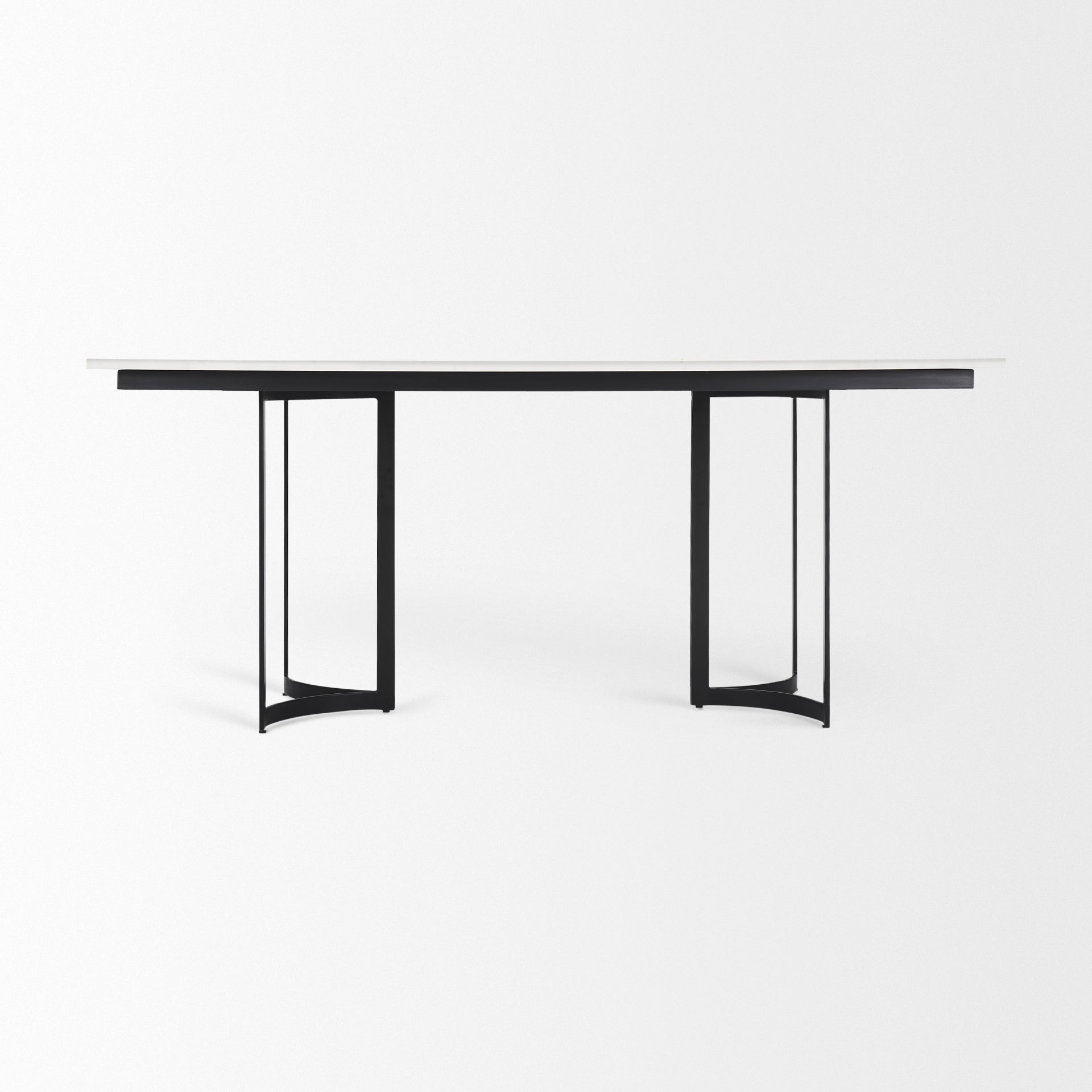 Tanner Dining Table White Marble | Black Metal | Rectangle - dining-table