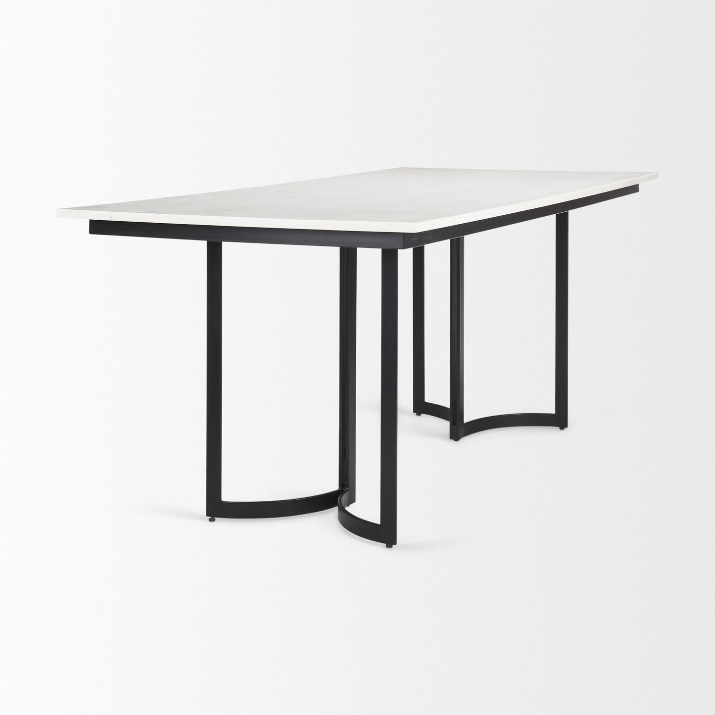 Tanner Dining Table White Marble | Black Metal | Rectangle - dining-table