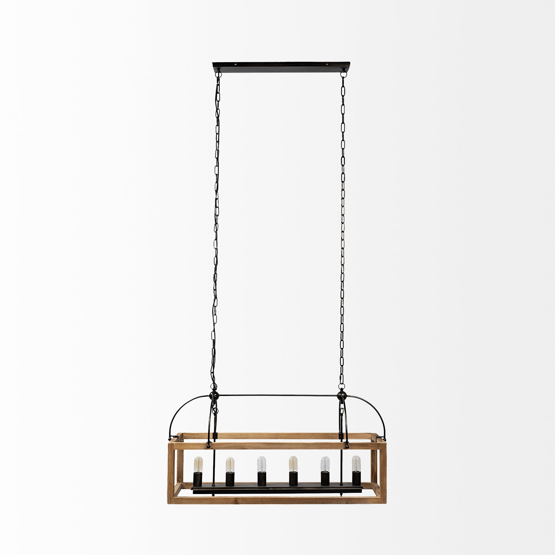 Josie Chandelier Natural Wood | Black Metal - chandeliers