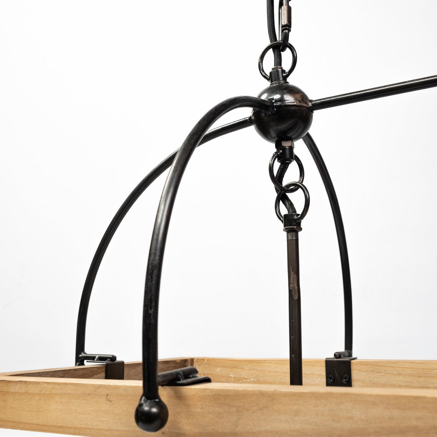 Josie Chandelier Natural Wood | Black Metal - chandeliers