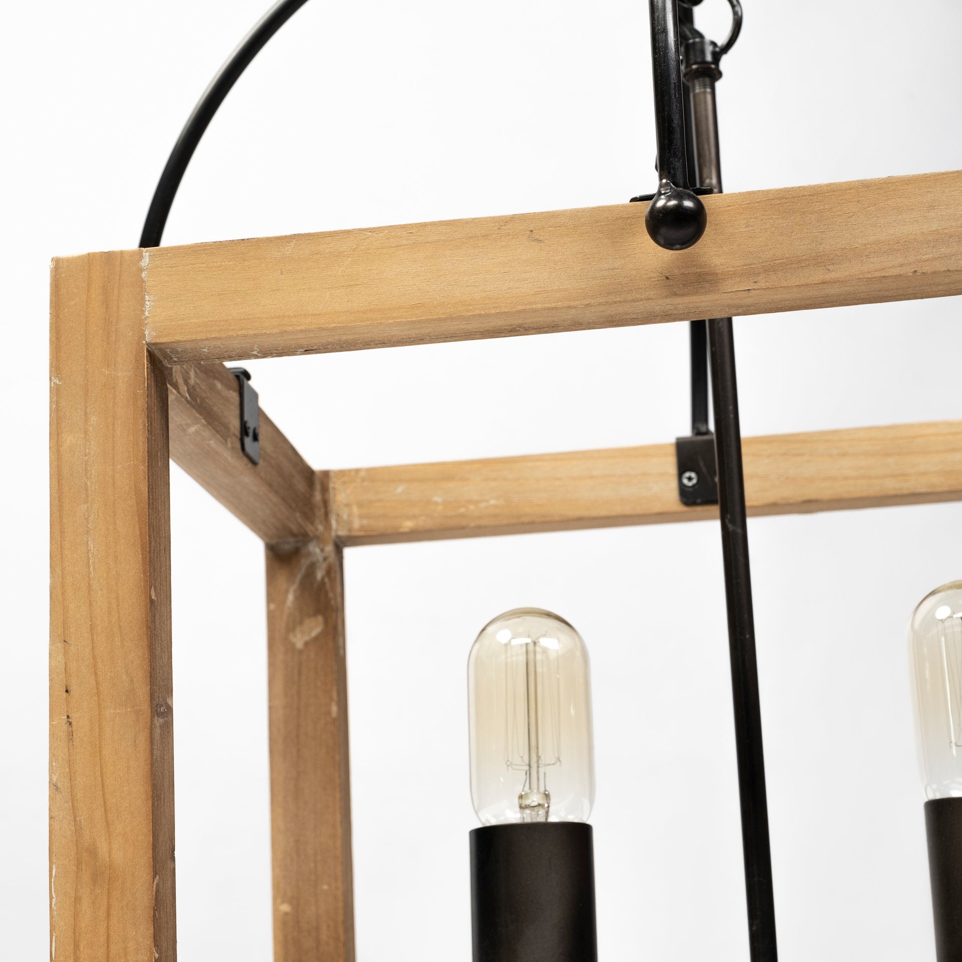 Josie Chandelier Natural Wood | Black Metal - chandeliers