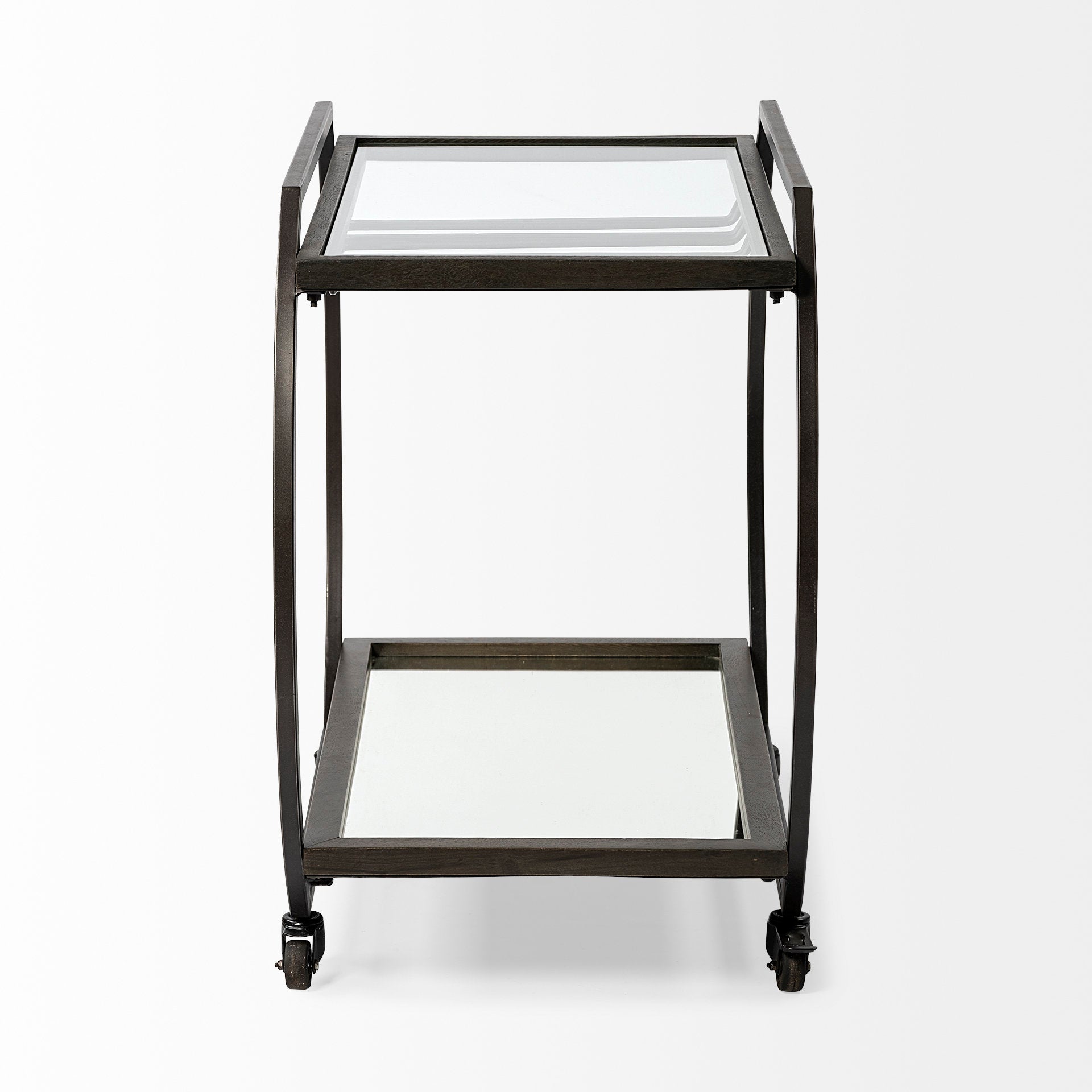 Chriselle Black Metal And Glass Two Tier Bar Cart