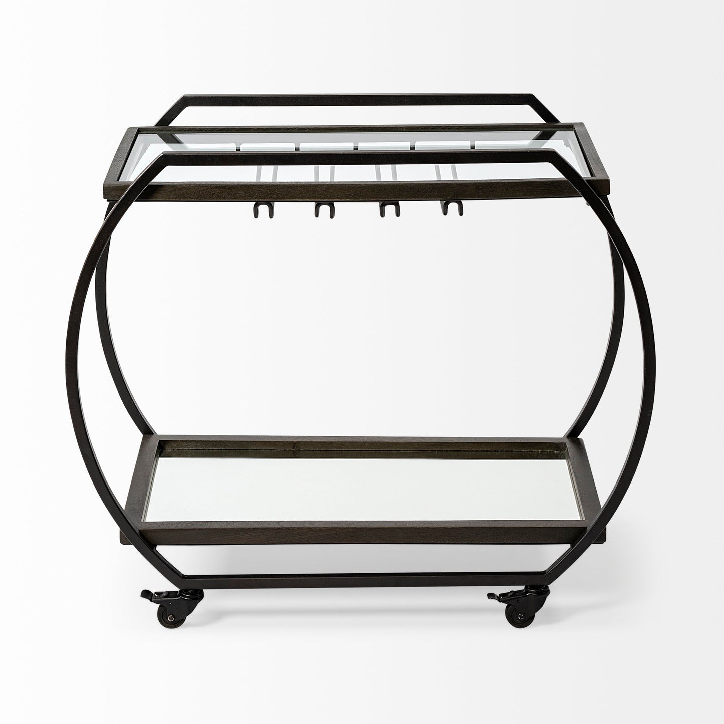 Chriselle Black Metal And Glass Two Tier Bar Cart