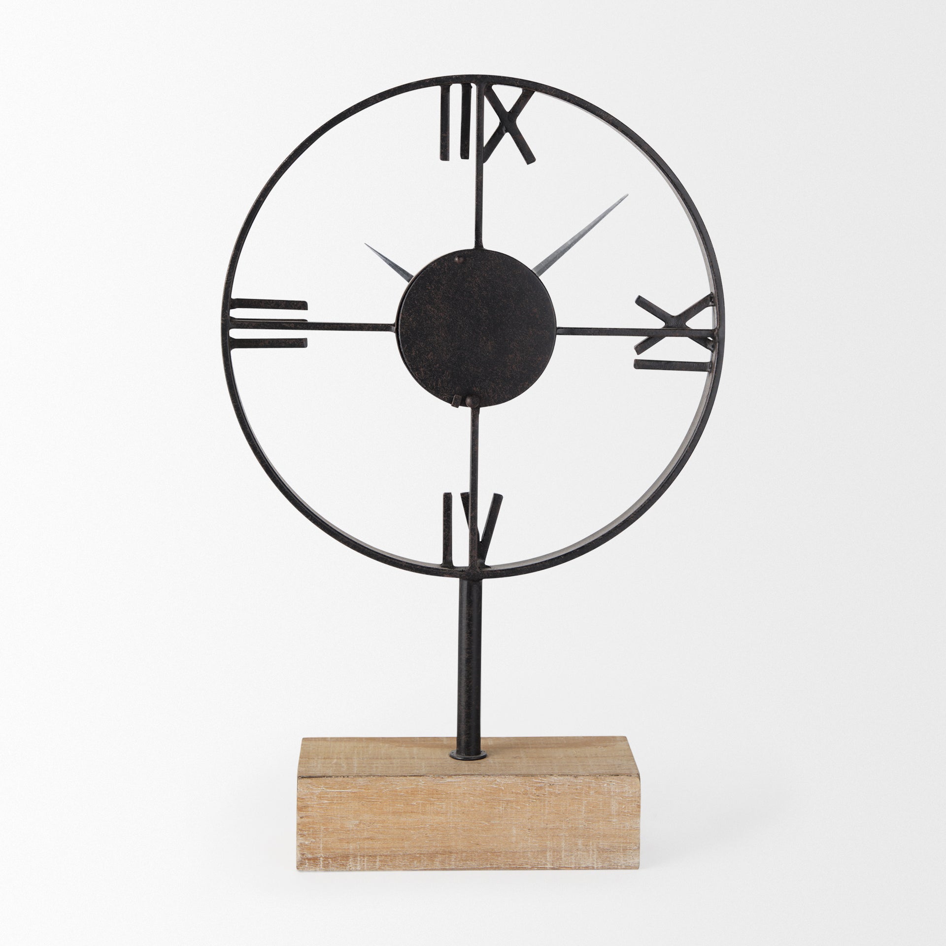 Oris Black Metal/Wood Open Frame Table Clock