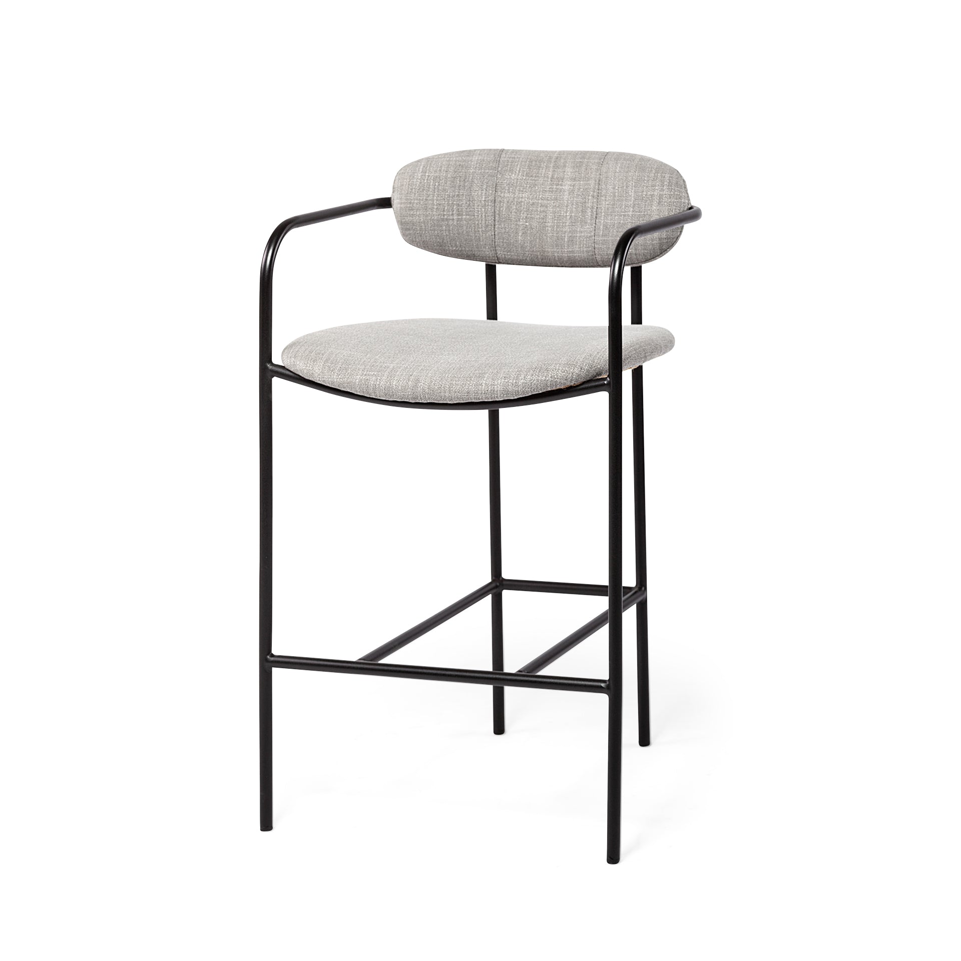 Parker Bar Counter Stool Gray Fabric | Black Metal | Counter - bar-stools