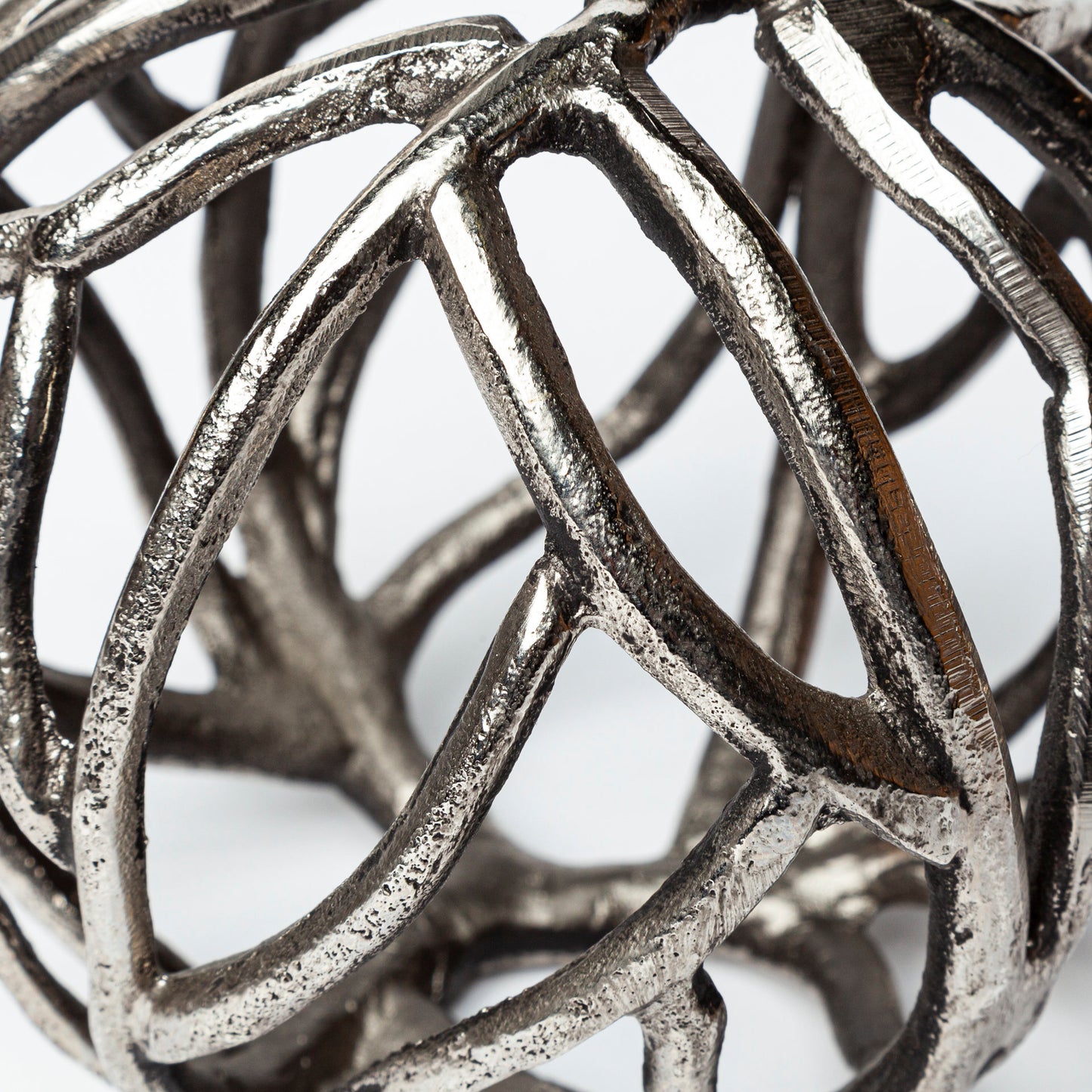 Sphaira II Large 7L x 7W Silver Cast Aluminum Decorative Tree Branch Orb