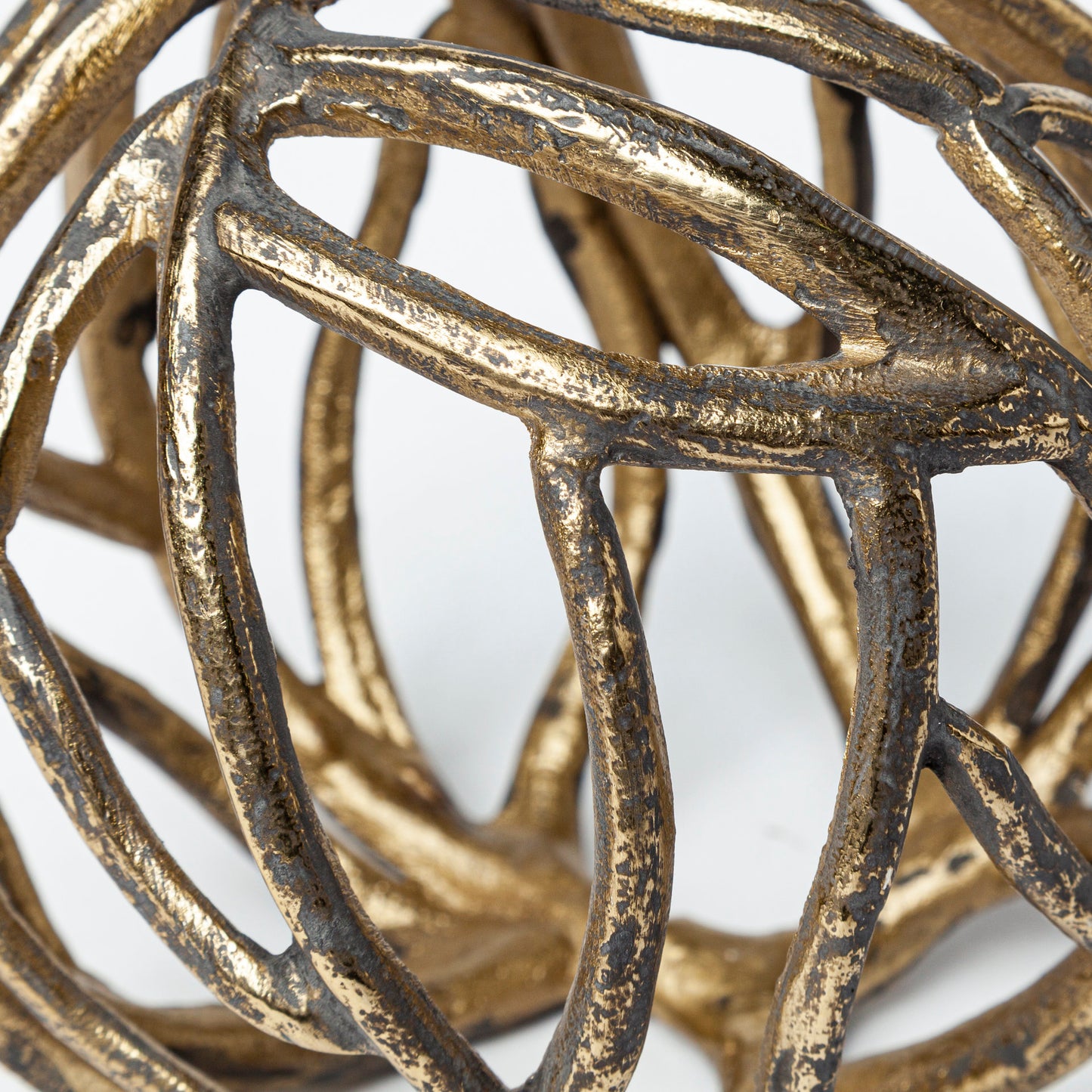 Sphaira Noir II Large 7L x 7W Gold Cast Aluminum Decorative Tree Branch Orb