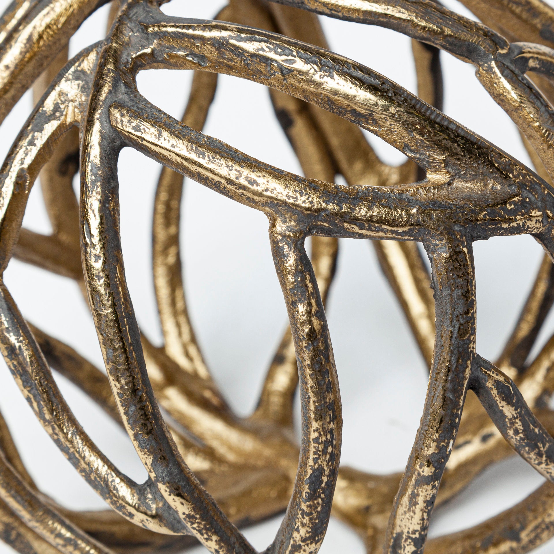 Sphaira Noir II Large 7L x 7W Gold Cast Aluminum Decorative Tree Branch Orb