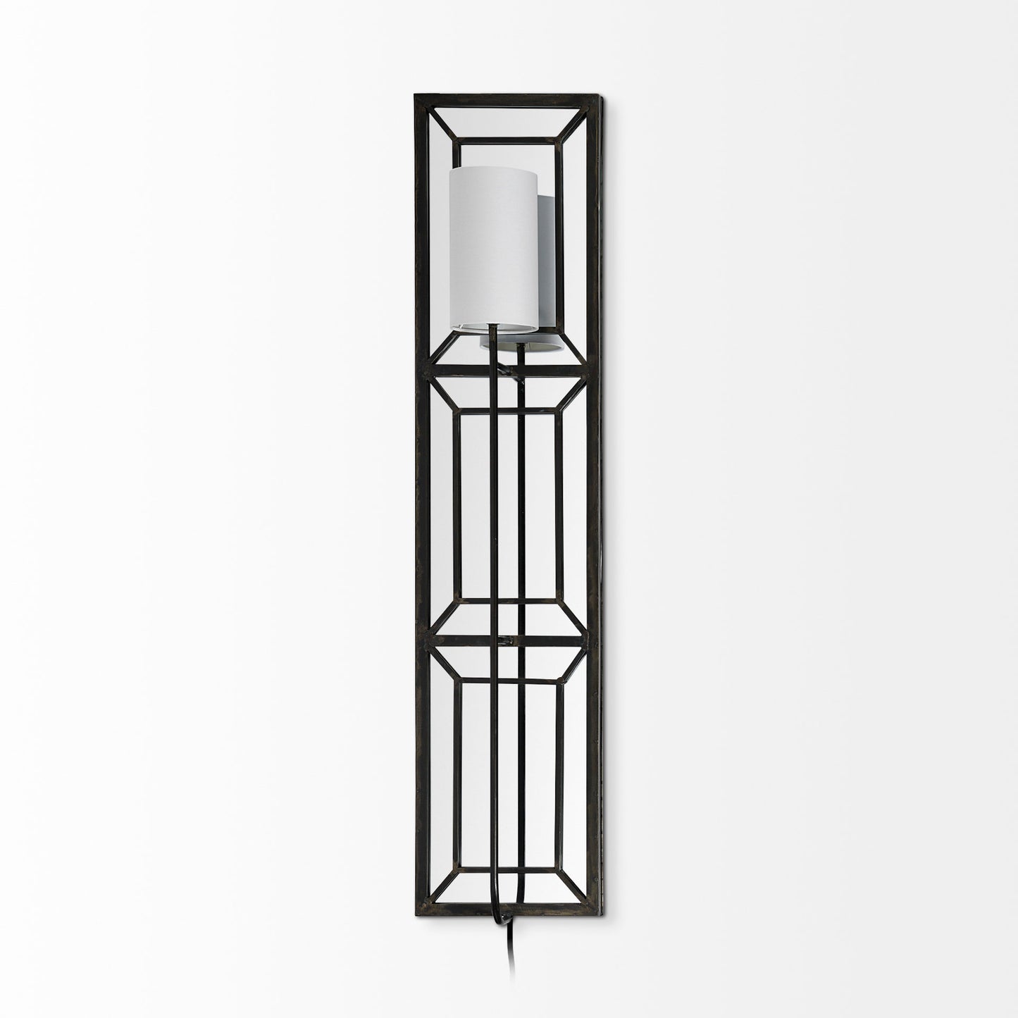 Noah Wall Sconce Black Metal | White Shade - wall-fixtures