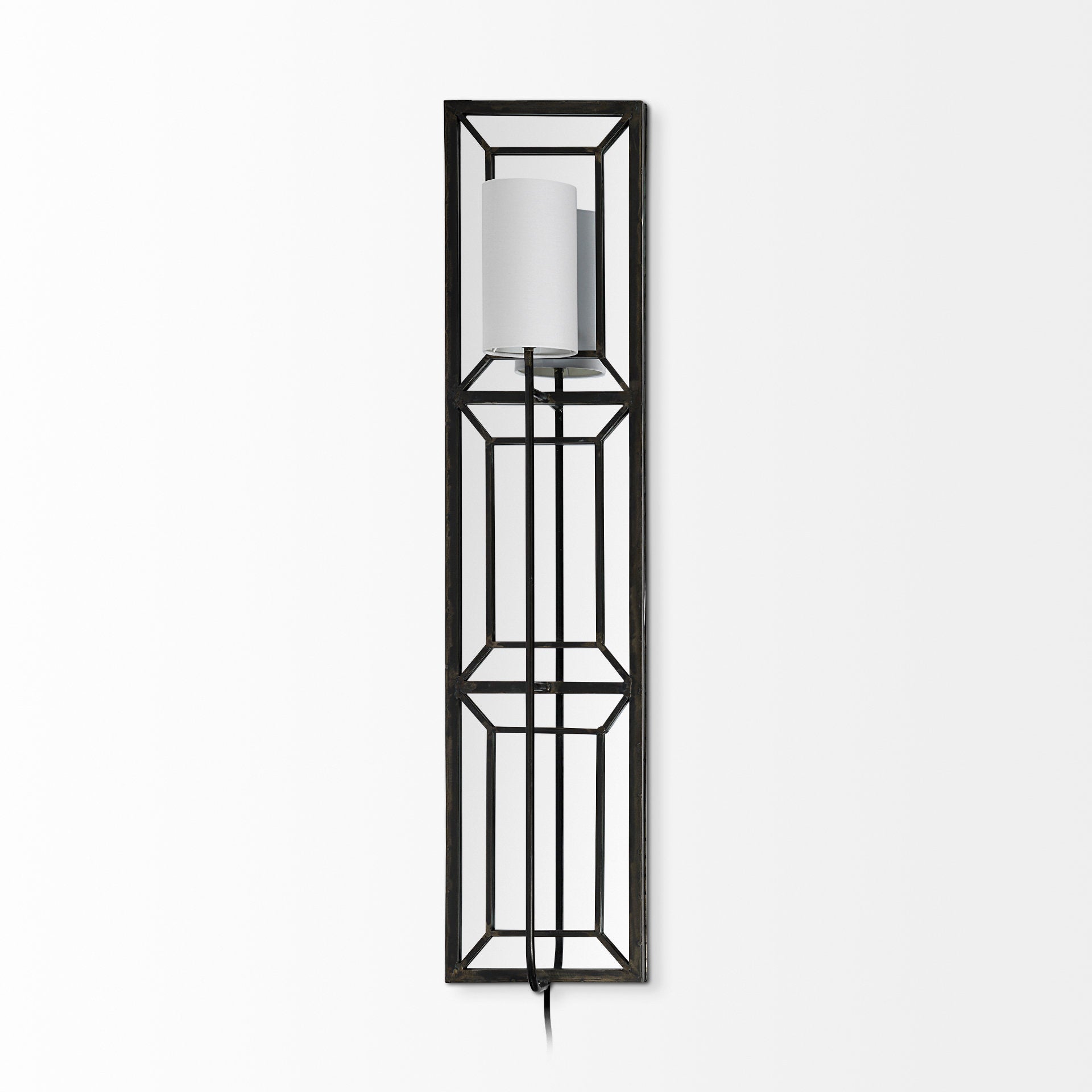 Noah Wall Sconce Black Metal | White Shade - wall-fixtures