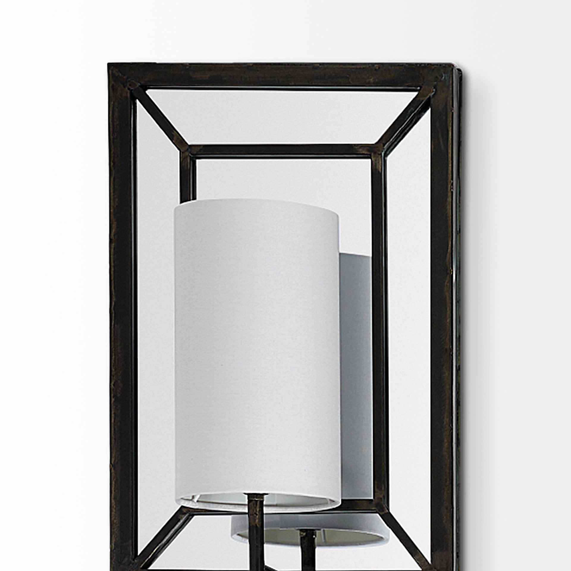 Noah Wall Sconce Black Metal | White Shade - wall-fixtures