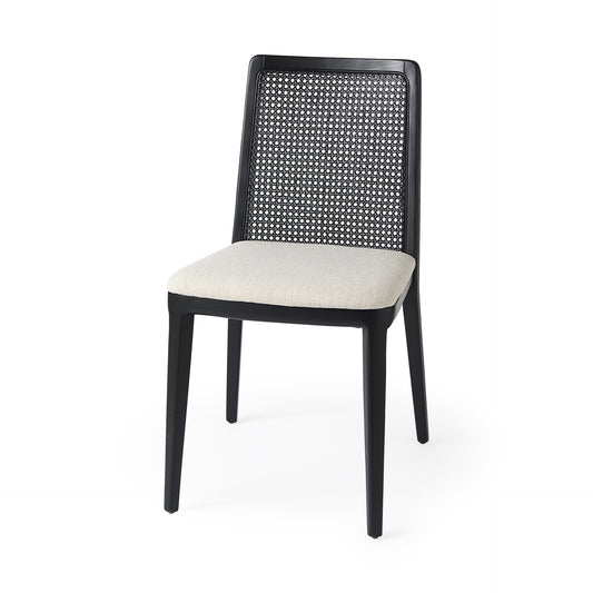 Clara Dining Chair Cream Fabric |Black Wood (Side Chair) - dining-chairs