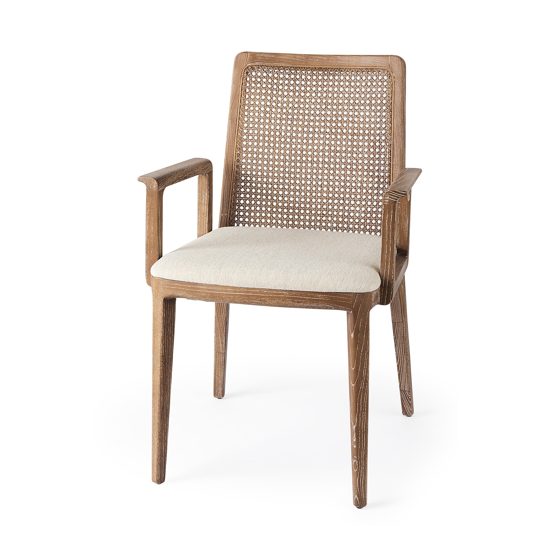 Clara Dining Chair Cream Fabric |Brown Wood (Armchair) - dining-chairs