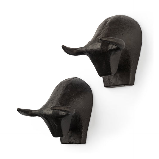 Tauro IV (Set of 2) Black Cast Aluminum Raging Bull Wall Decor