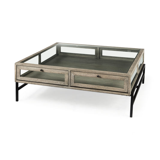 Arelius Coffee Table % 7C Square Gray Wood | Black Metal | Square - coffee-tables