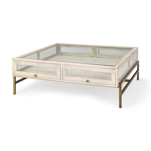 Arelius Coffee Table Series White Wood | Gold Metal | Square - coffee-tables