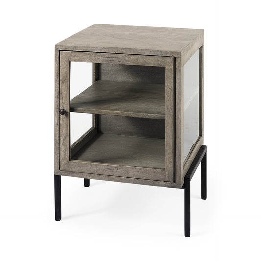 Arelius End Side Table Gray Wood | Black Metal - end-and-side-tables