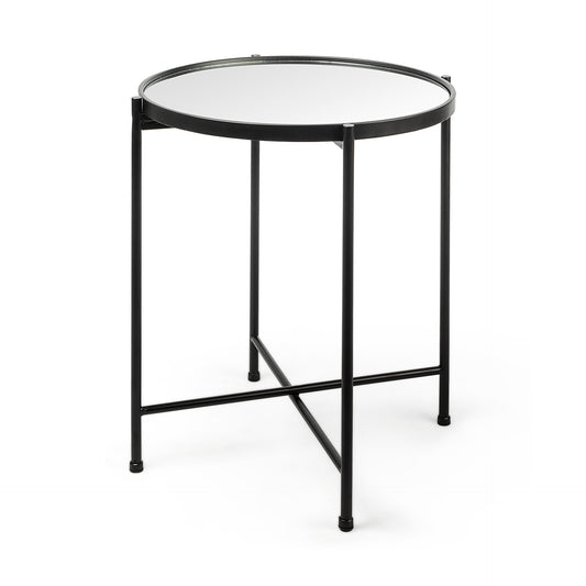 Samantha Accent Table Mirror | Black Metal | Small - accent-tables