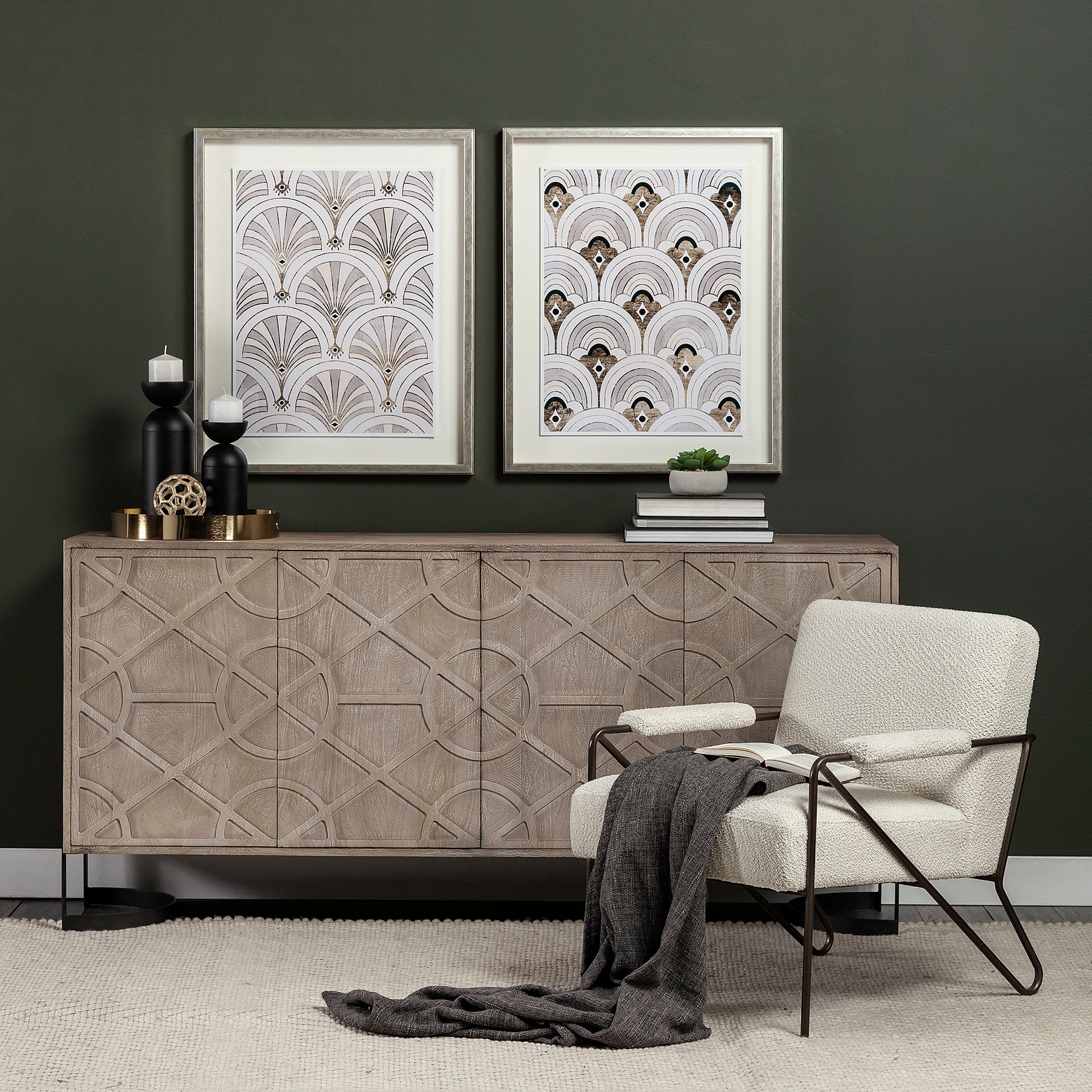 Vicunya Accent Chair Cream Boucle | Brown Metal - accent-chairs