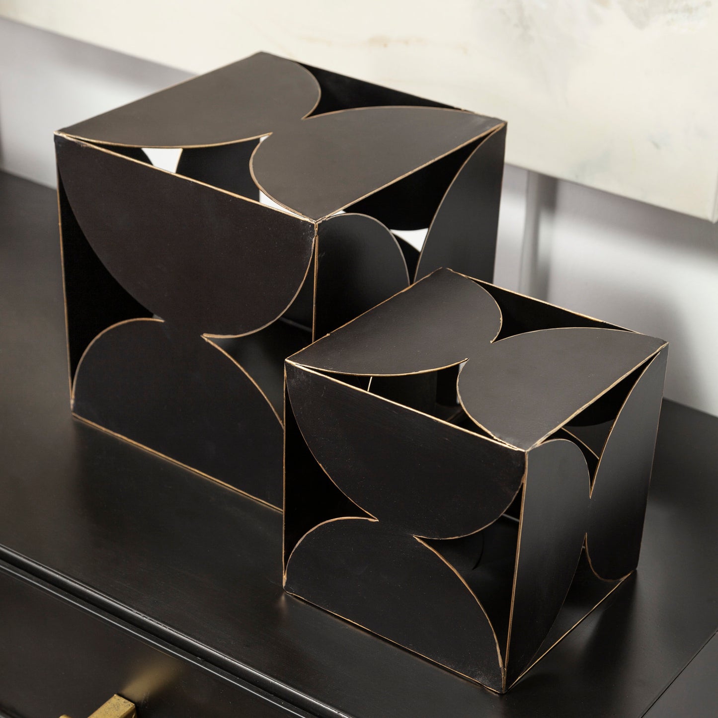 Darren (Large) 8L x 8W Black Metal Decorative Cube
