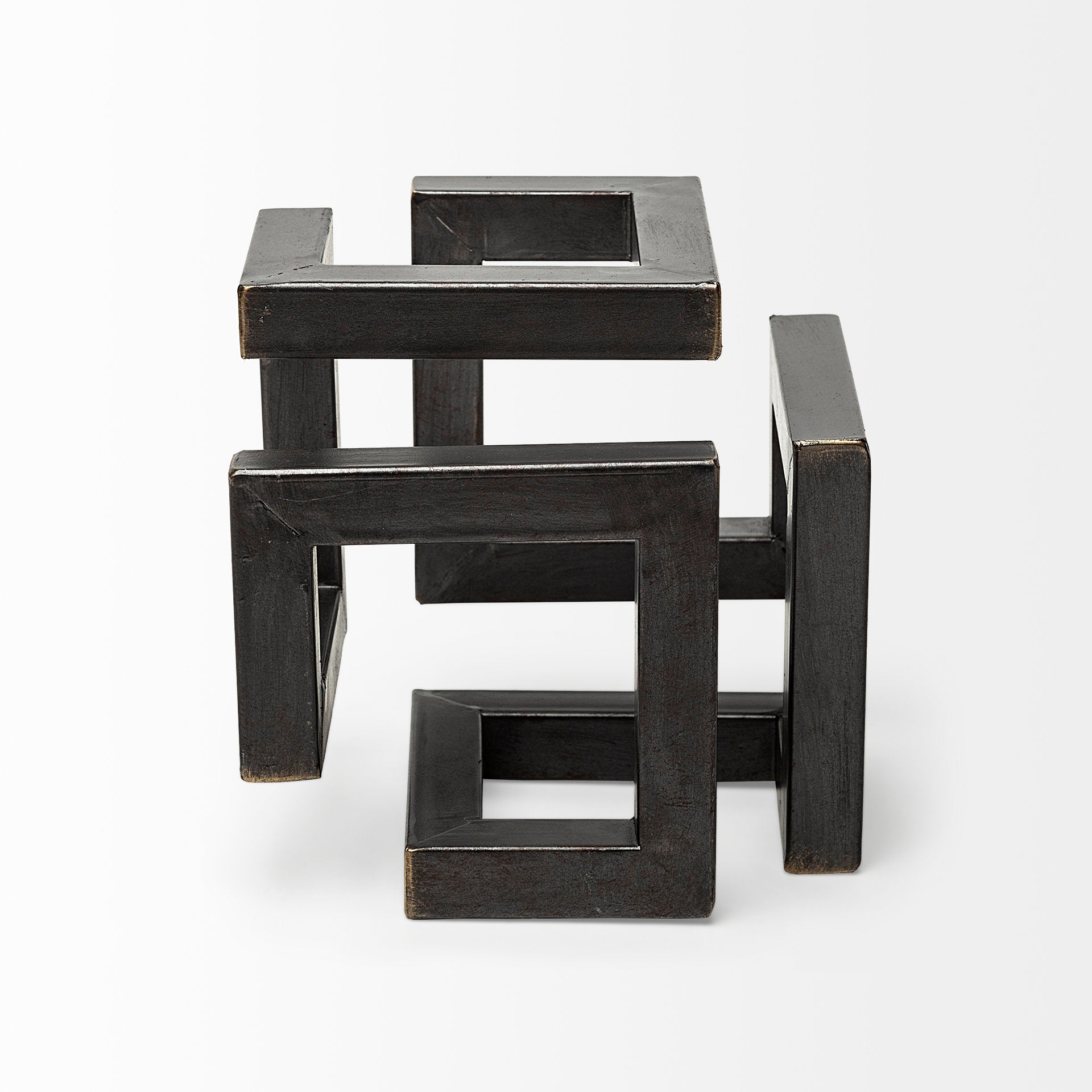 Octothorp I (Small) 8L x 8W Black Metal Cube-Like Sculpture