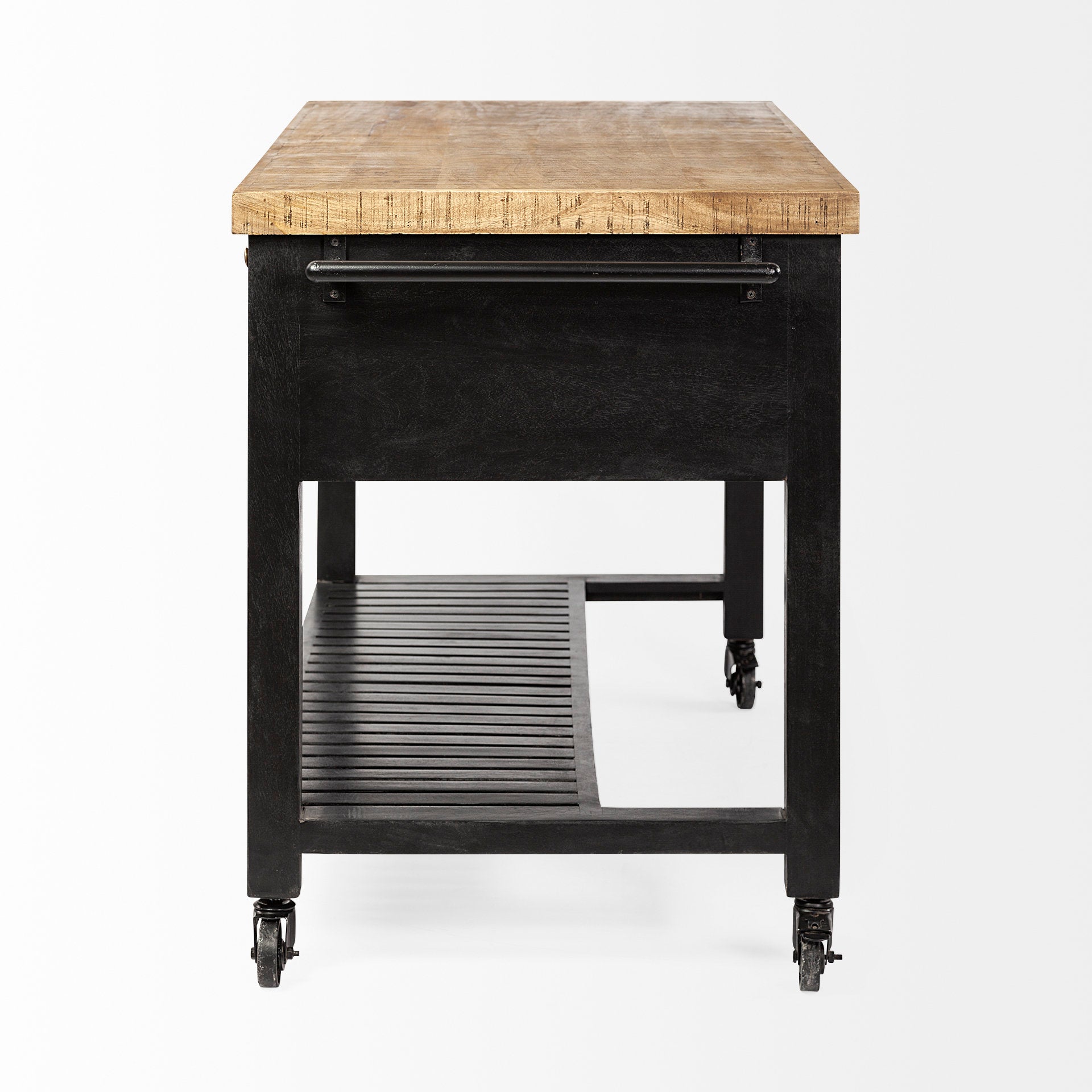 Columbia 62L x 28W x 36H Black Wooden Kitchen Island