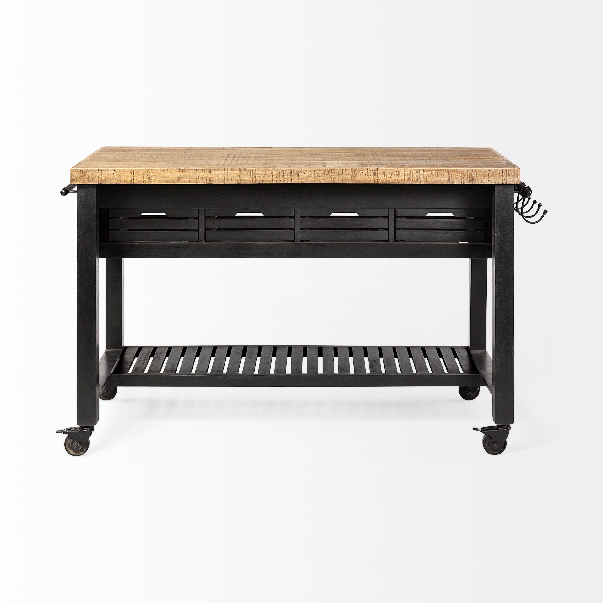 Columbia Large Kitchen Island Black Wood | Rectangle - kitchen-islands