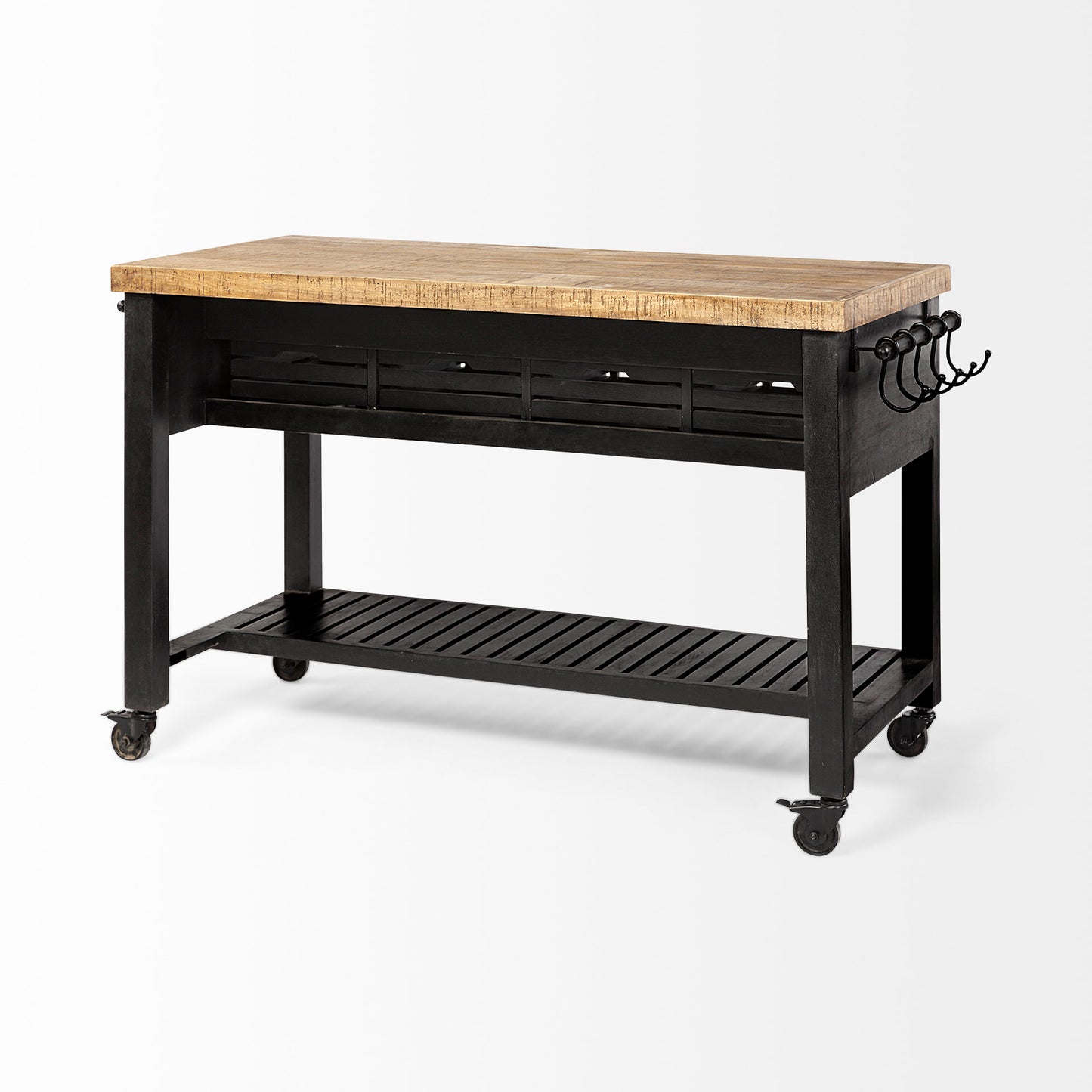 Columbia 62L x 28W x 36H Black Wooden Kitchen Island