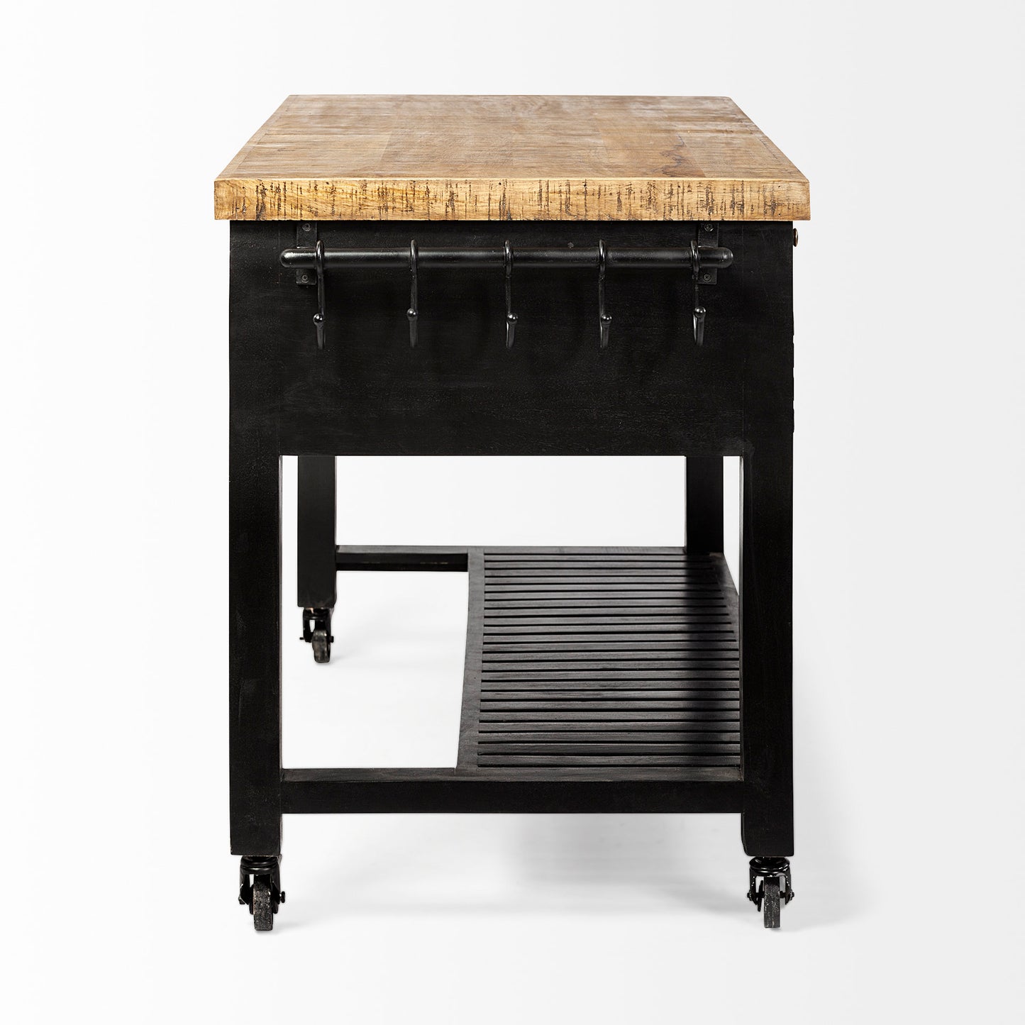 Columbia 62L x 28W x 36H Black Wooden Kitchen Island