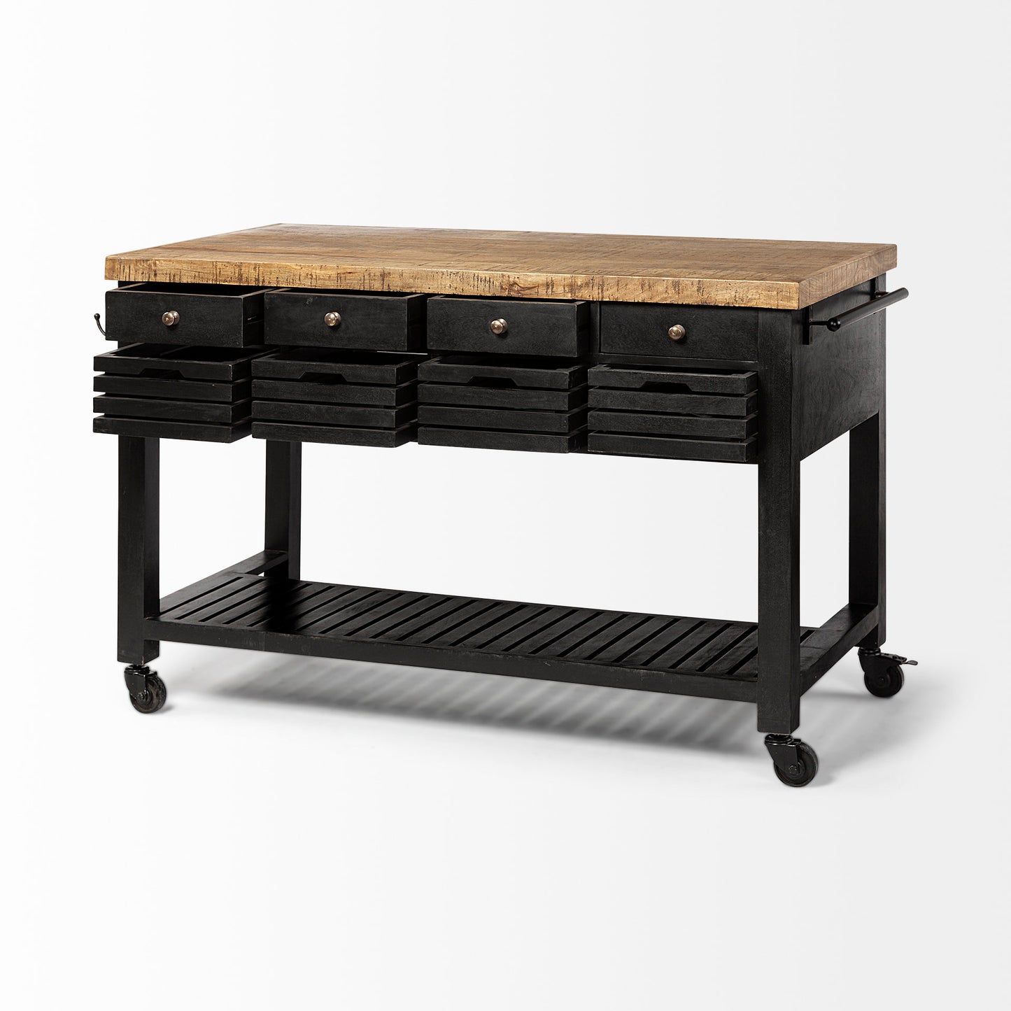 Columbia Large Kitchen Island Black Wood | Rectangle - kitchen-islands