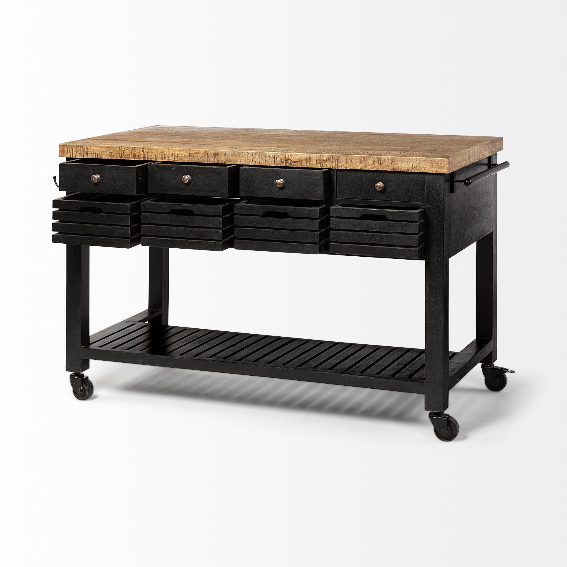 Columbia 62L x 28W x 36H Black Wooden Kitchen Island