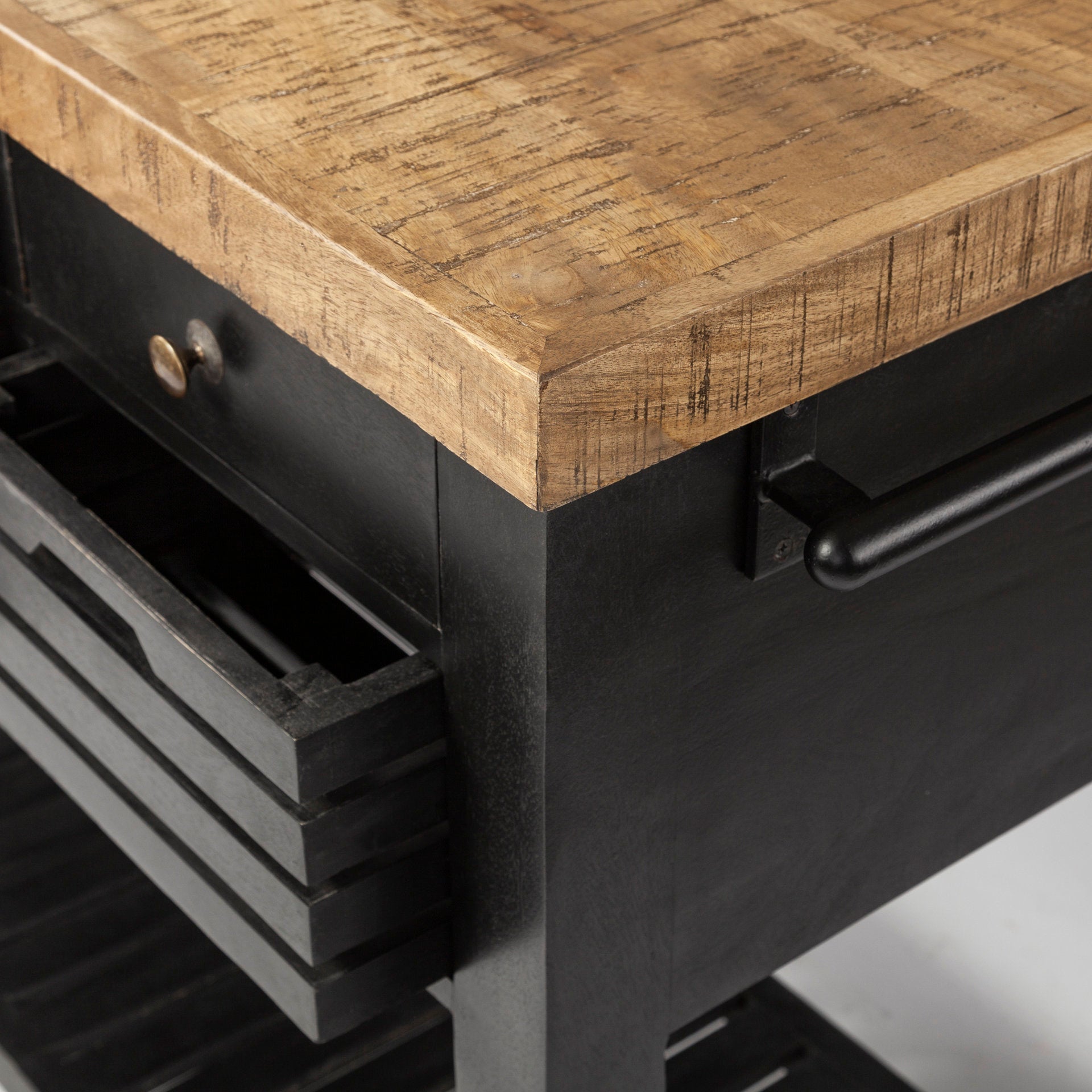 Columbia Large Kitchen Island Black Wood | Rectangle - kitchen-islands