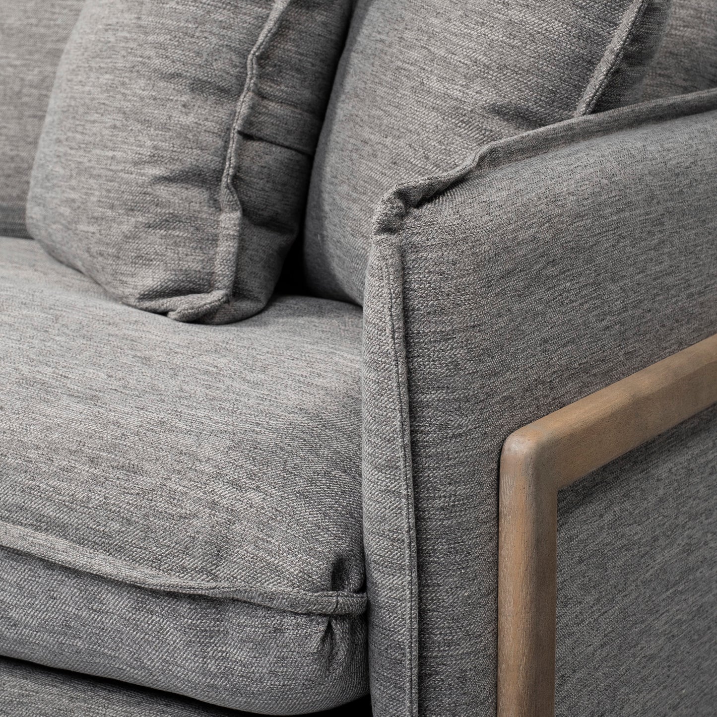 Roy II Castlerock Gray Upholstered and Brown Wood Frame Arm Chair