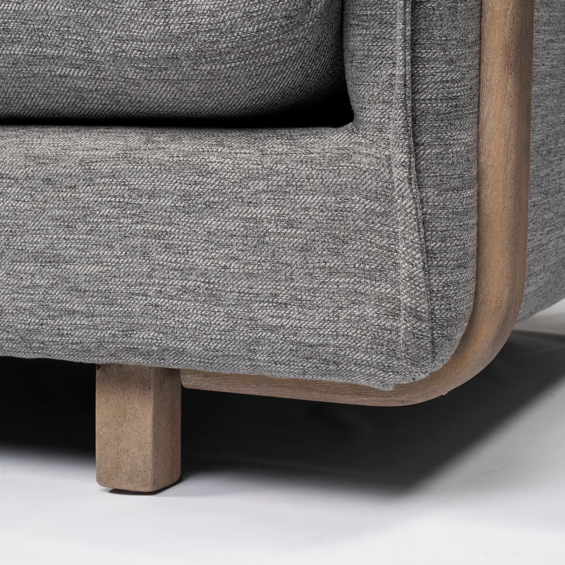 Roy II Castlerock Gray Upholstered and Brown Wood Frame Arm Chair