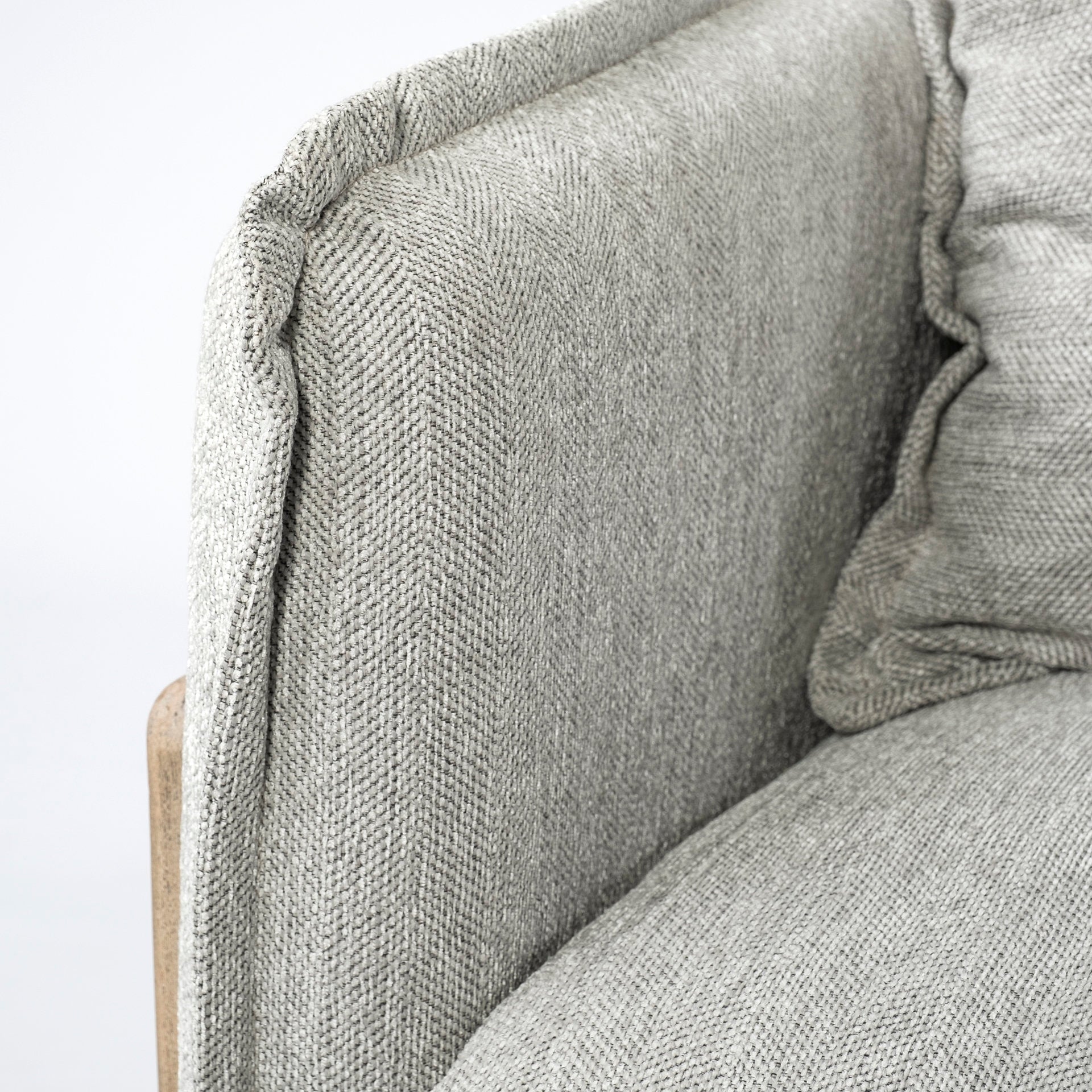 Roy II Frost Gray Upholstered and Brown Wood Frame Arm Chair