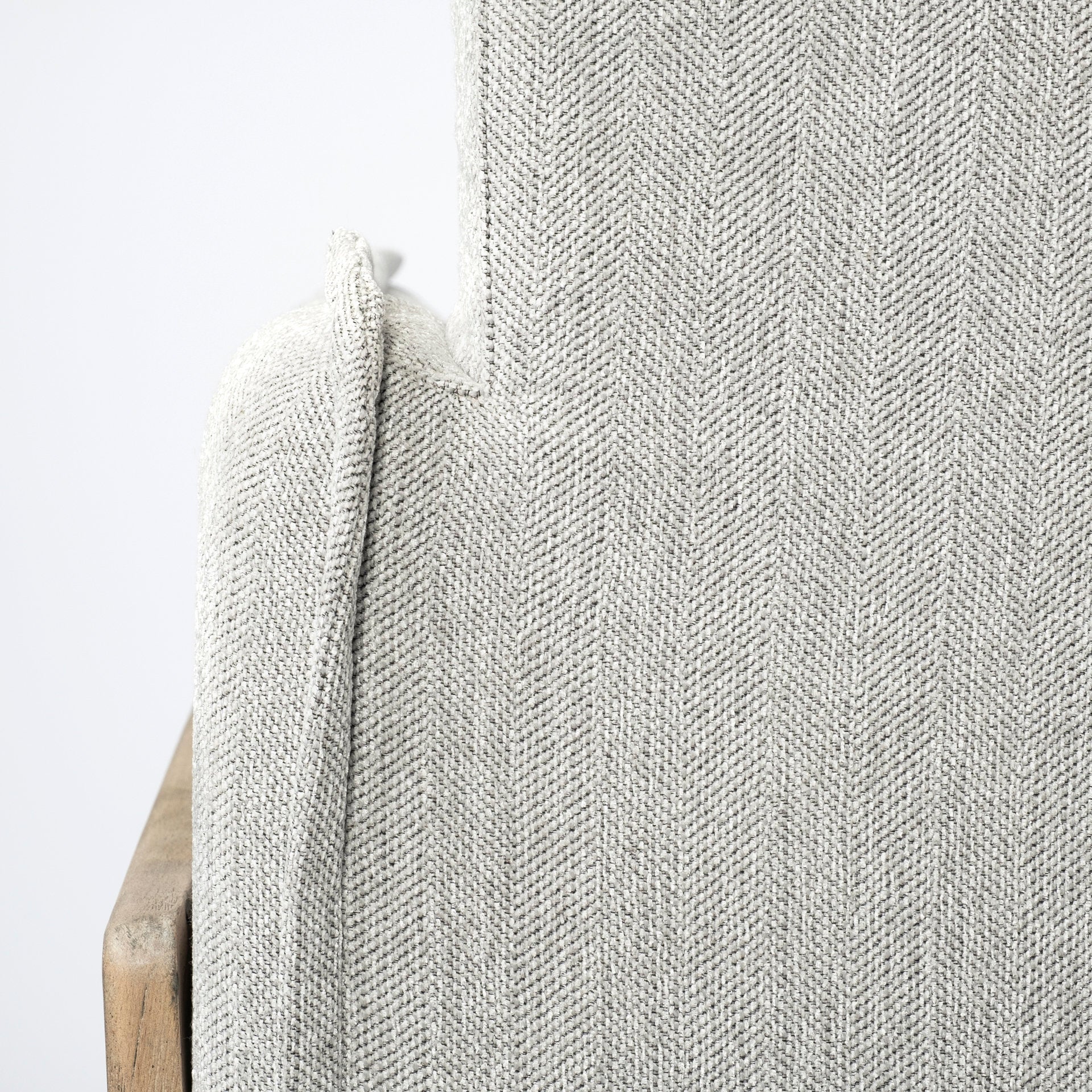 Roy II Frost Gray Upholstered and Brown Wood Frame Arm Chair