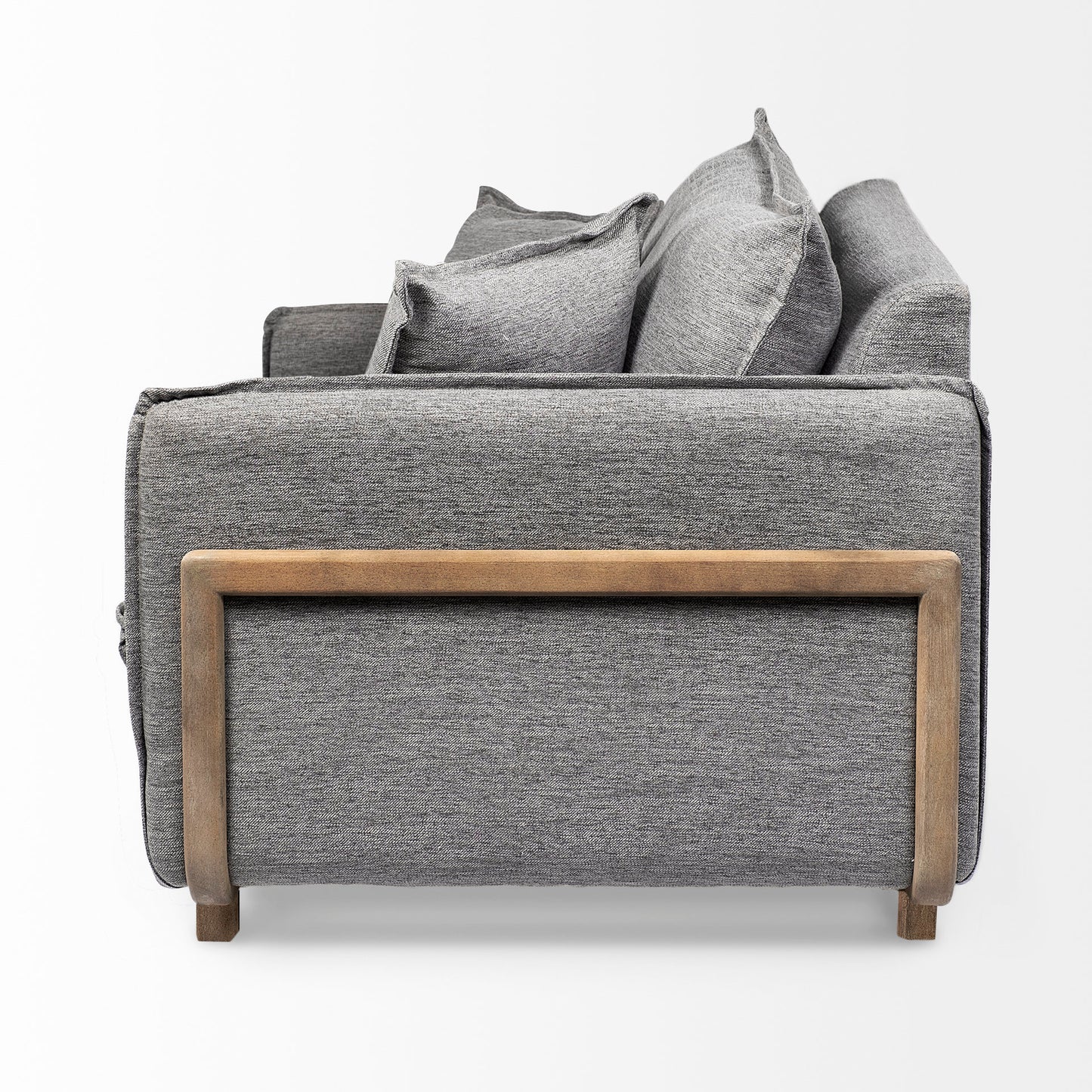 Roy II Castlerock Gray Upholstered and Brown Wood Frame Arm Chair