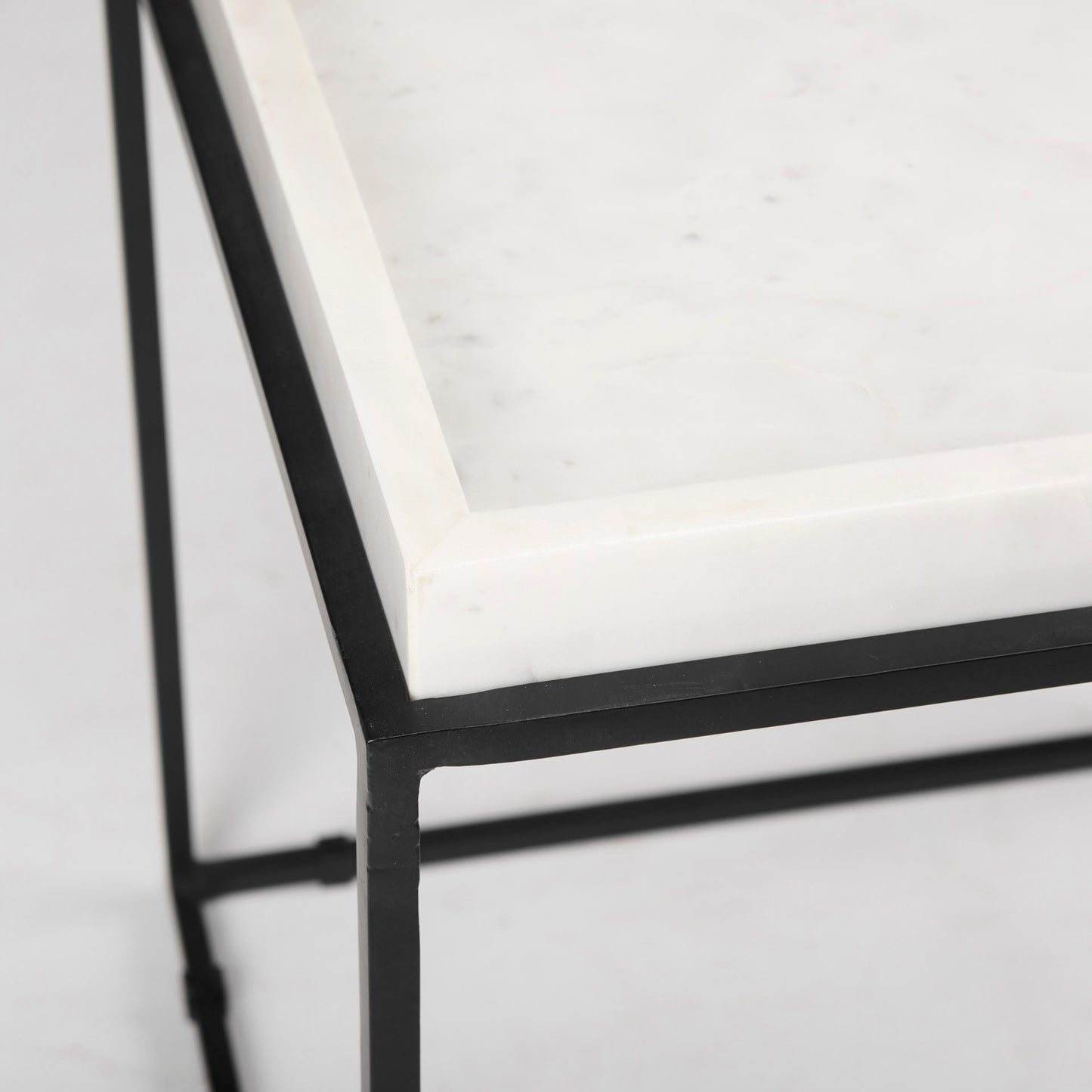 Nathan End Side Table White Marble | Black Metal - end-and-side-tables