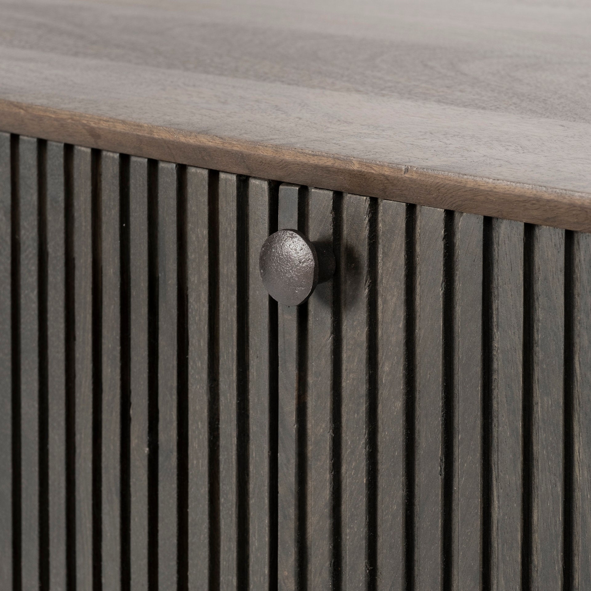 Grace I Two-Toned Brown Solid Wood TV Stand Media Console with Slated Doors, TV up to 82"