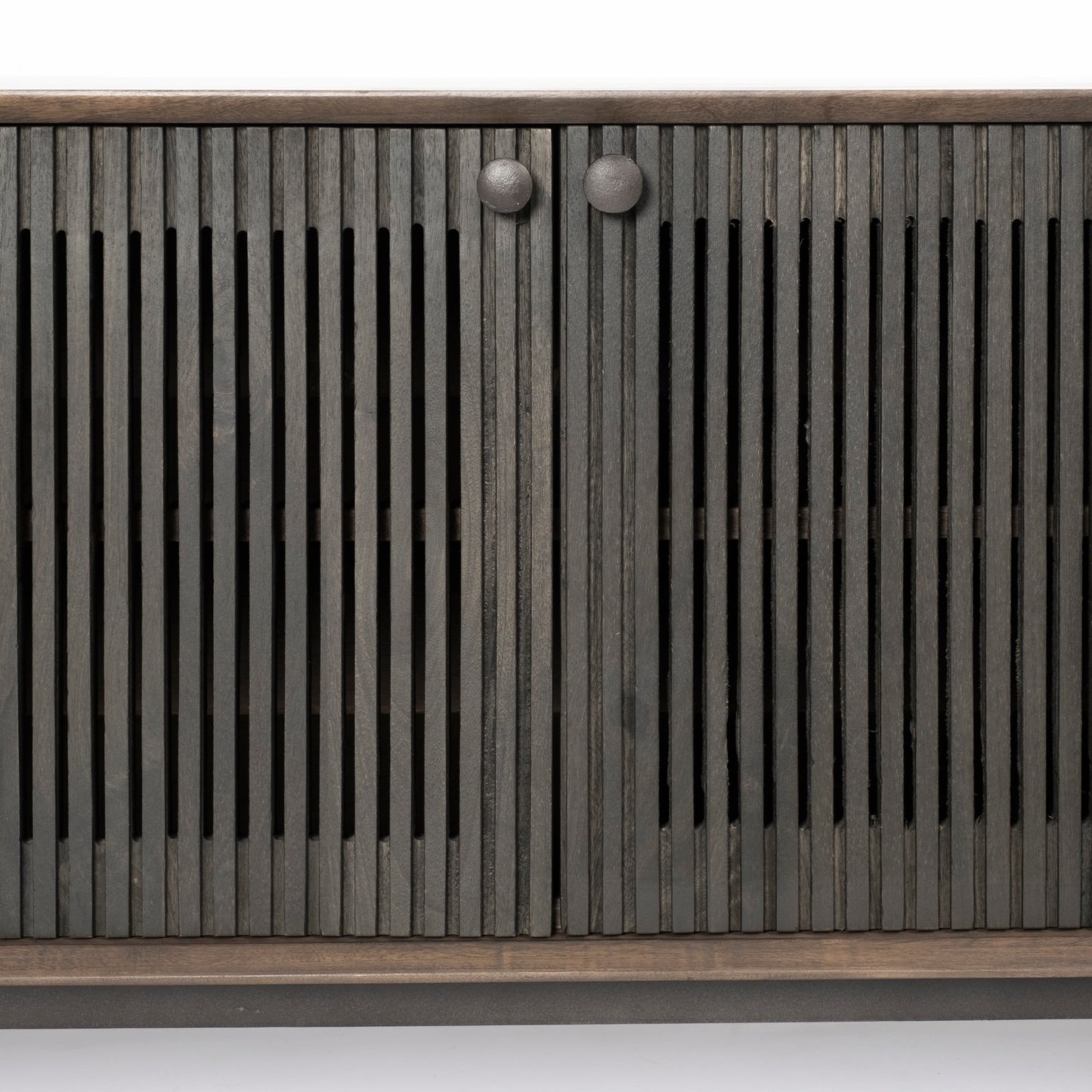 Grace I Two-Toned Brown Solid Wood TV Stand Media Console with Slated Doors, TV up to 82"