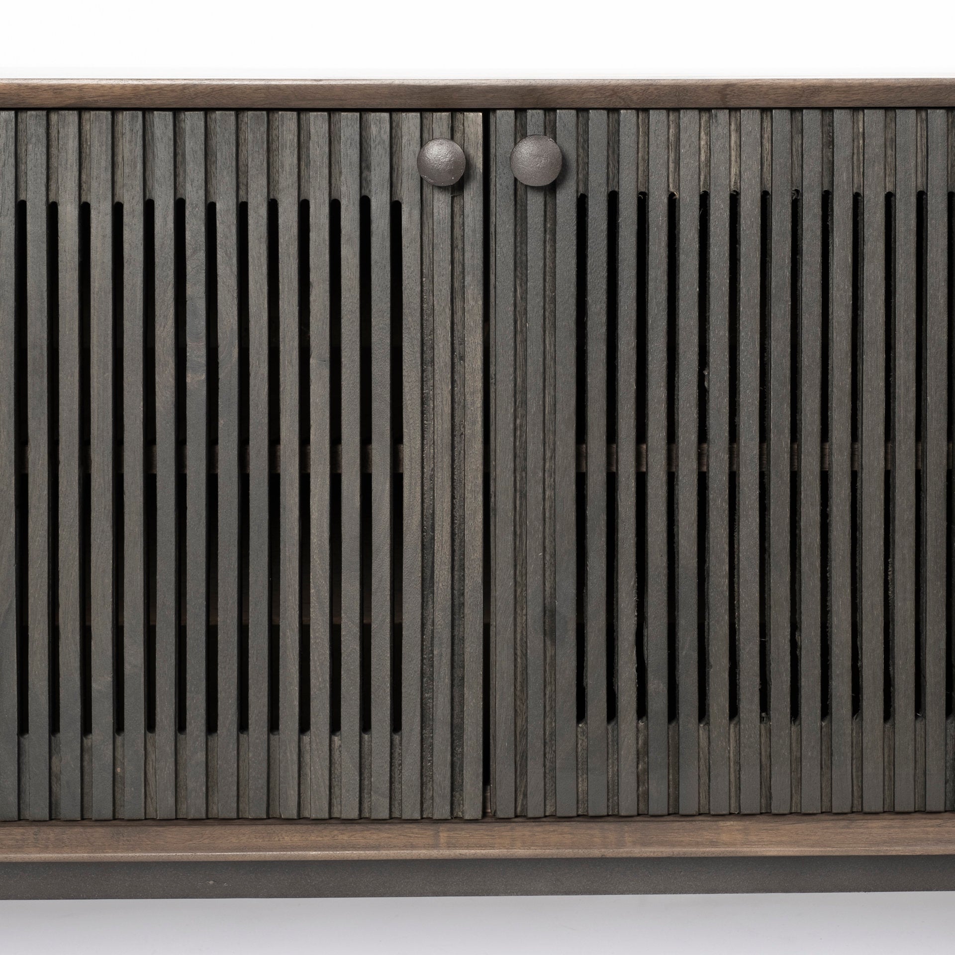 Grace I Two-Toned Brown Solid Wood TV Stand Media Console with Slated Doors, TV up to 82"